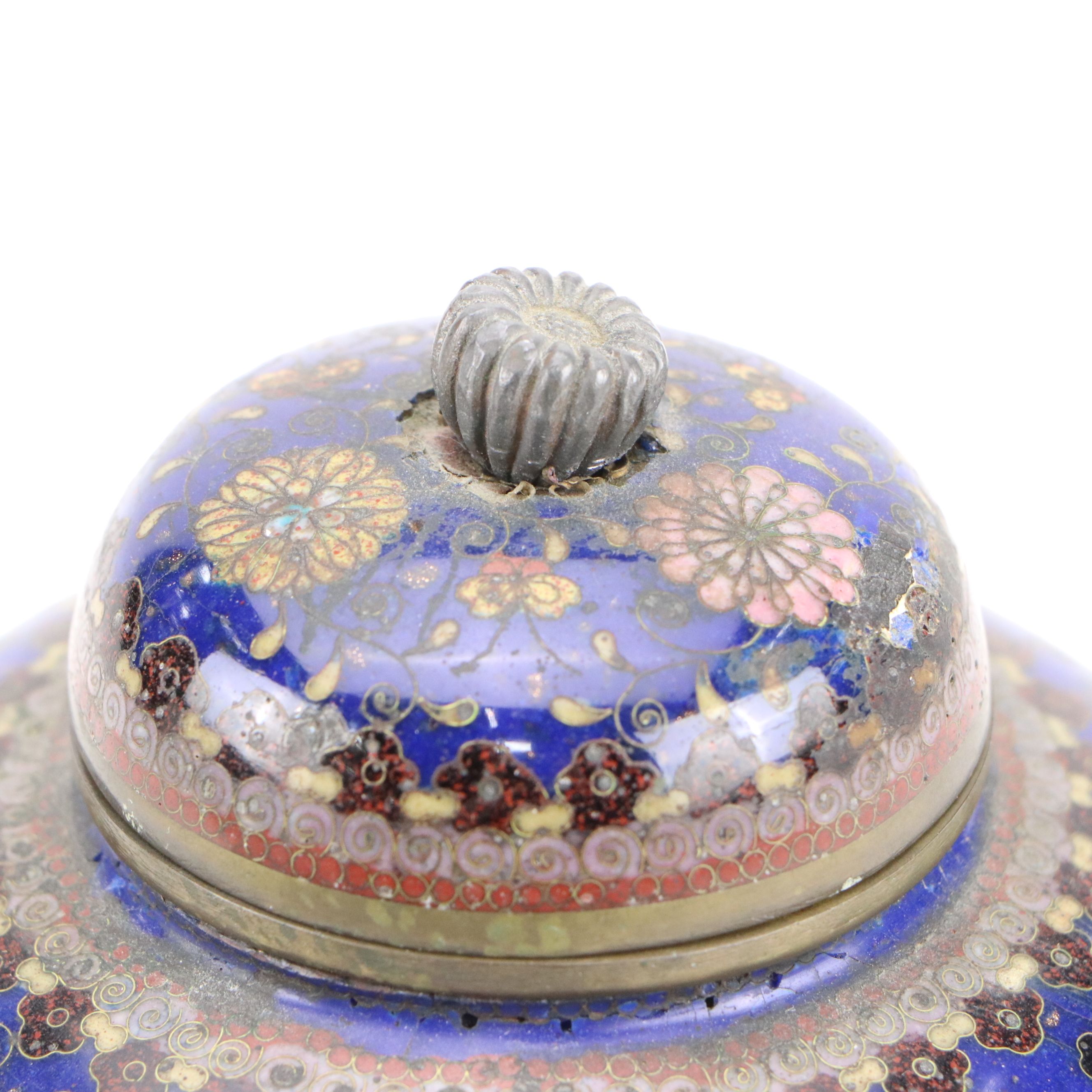Chinese Cloisonné Silk Iron with Other Enameled Metal Jars, Boxes and More
