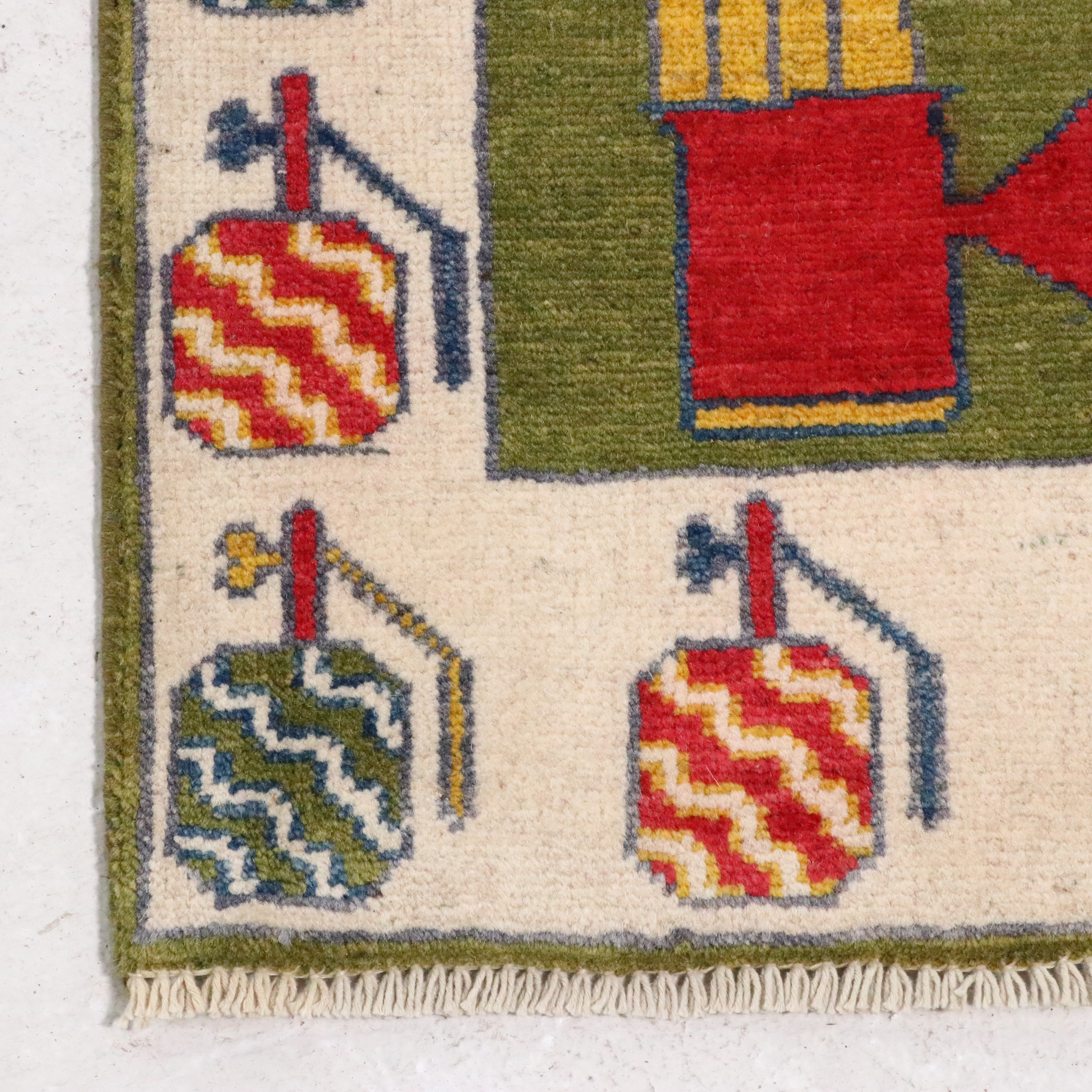 4'2 x 5'11 Hand-Knotted Afghan Pictorial War Area Rug