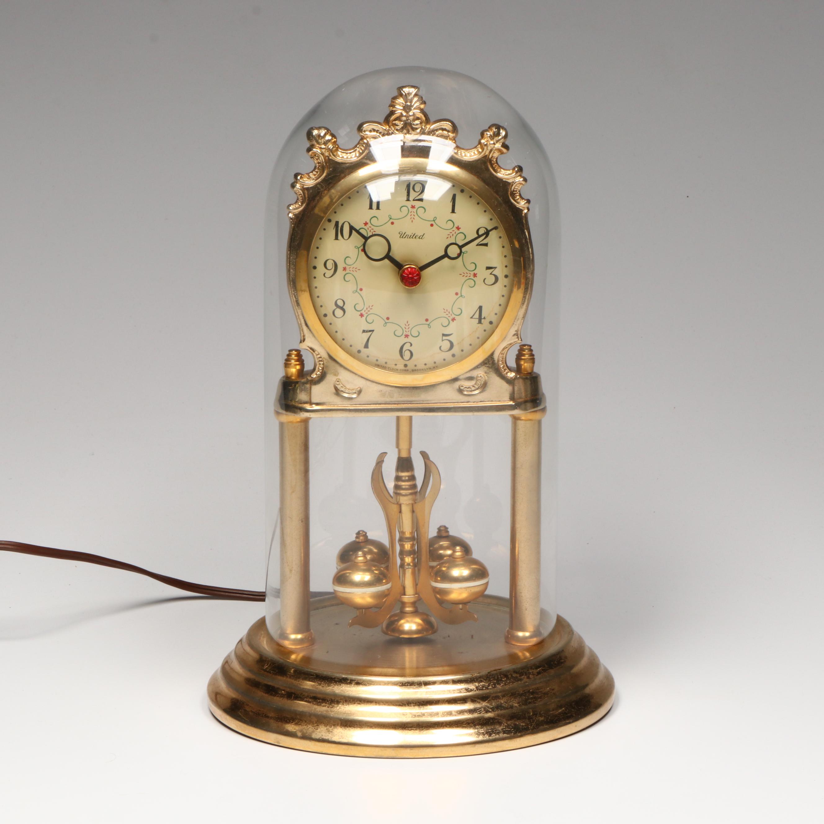 United Brass Finish Electric Anniversary Mantel Clock