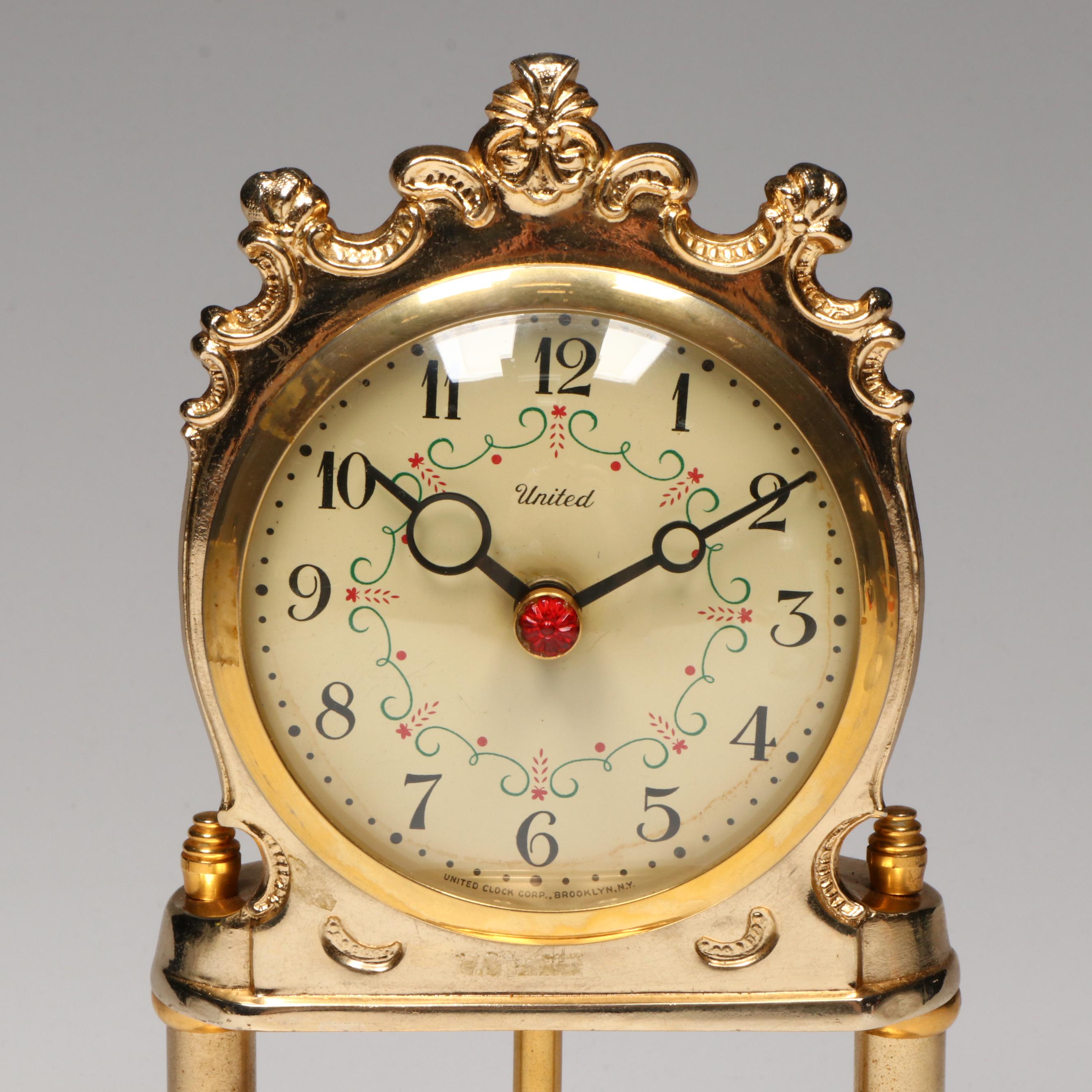 United Brass Finish Electric Anniversary Mantel Clock