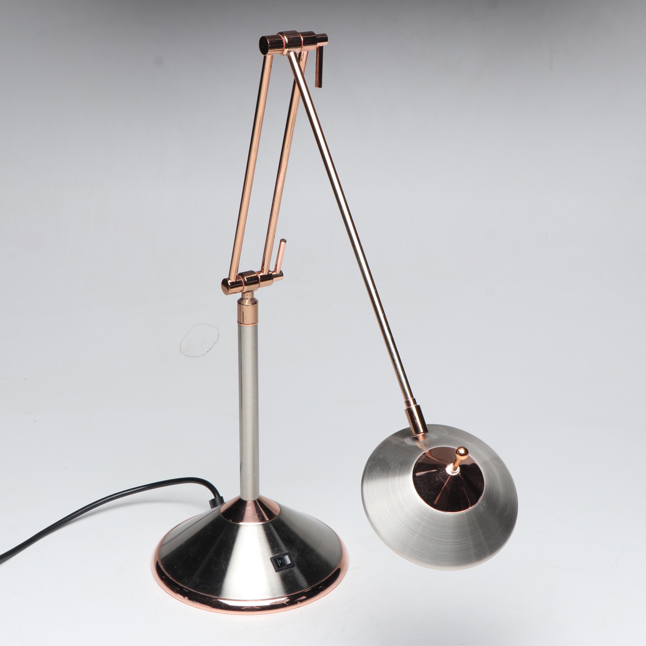 Lite Source Postmodern Chrome and Rose Gold Finish Cantilever Desk Lamp