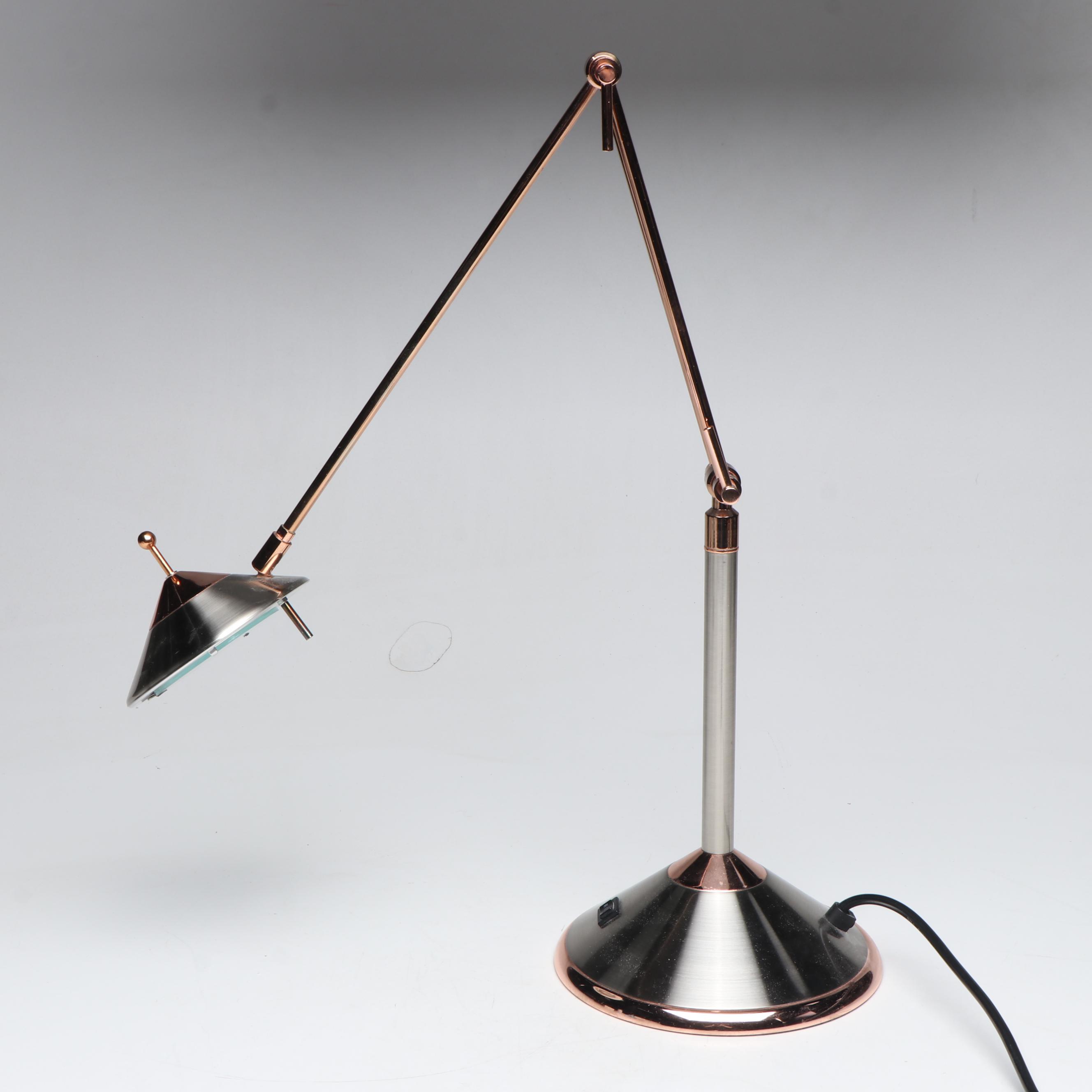 Lite Source Postmodern Chrome and Rose Gold Finish Cantilever Desk Lamp