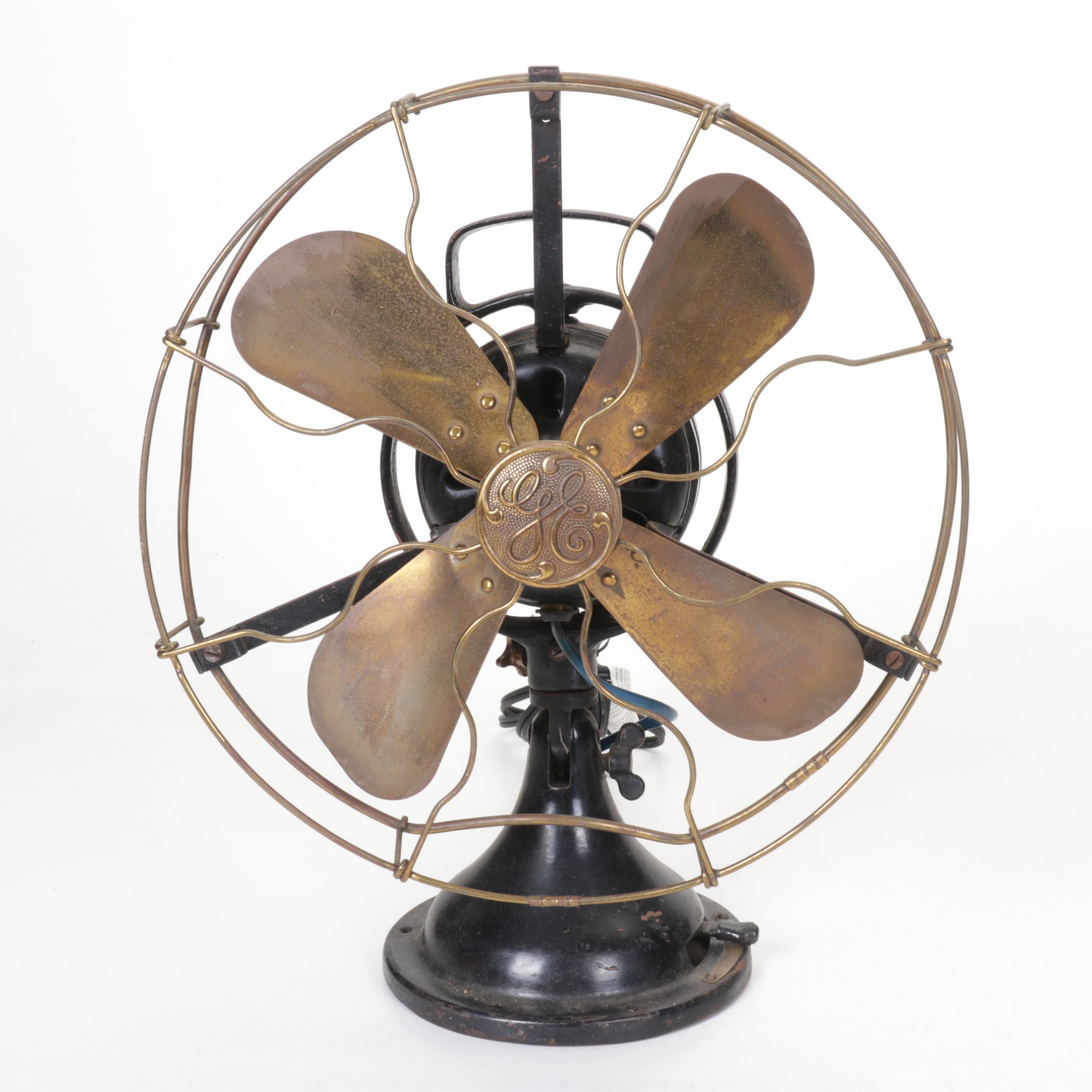 Robbins & Myers & GE Industrial Style Cast Metal Cage Desk Fans