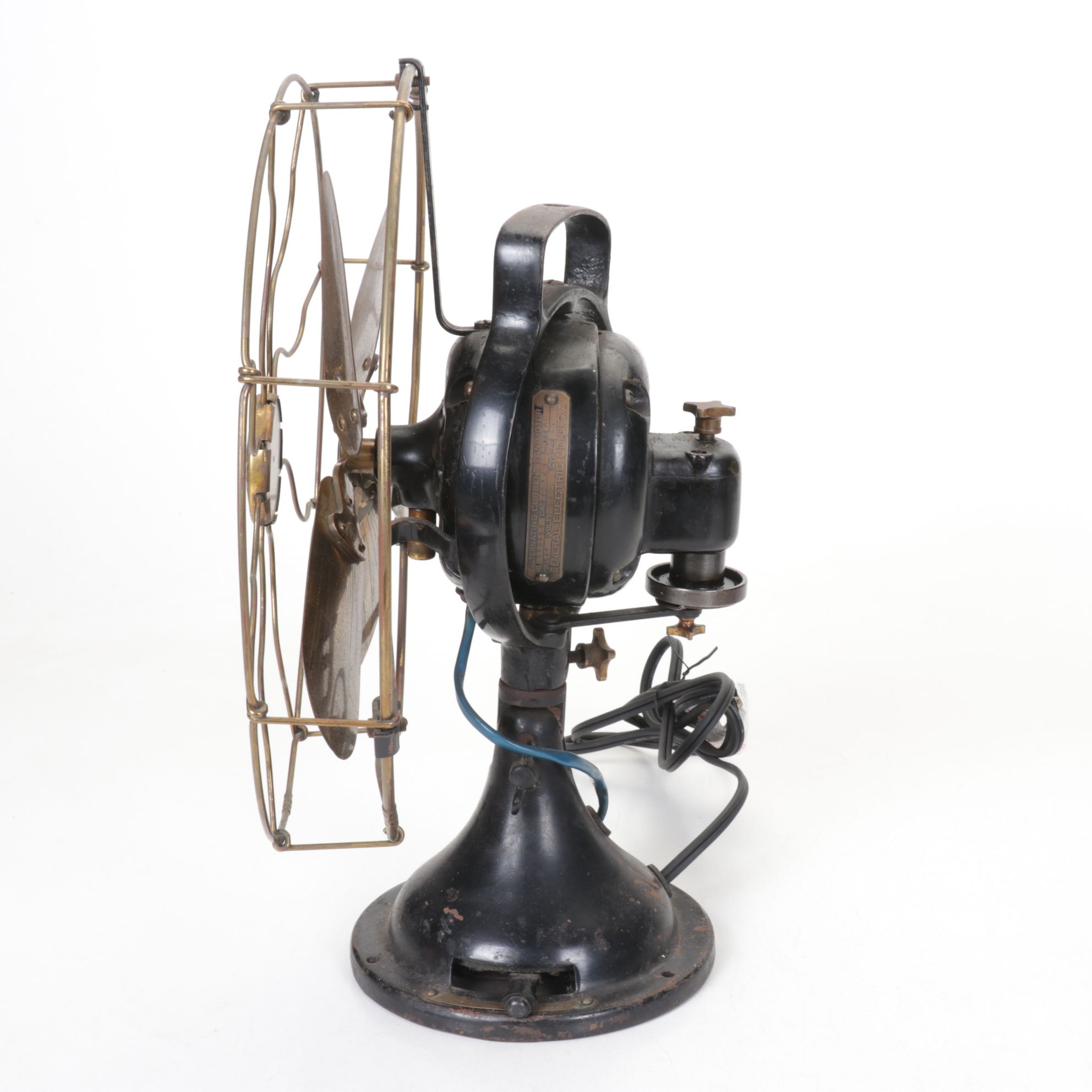 Robbins & Myers & GE Industrial Style Cast Metal Cage Desk Fans