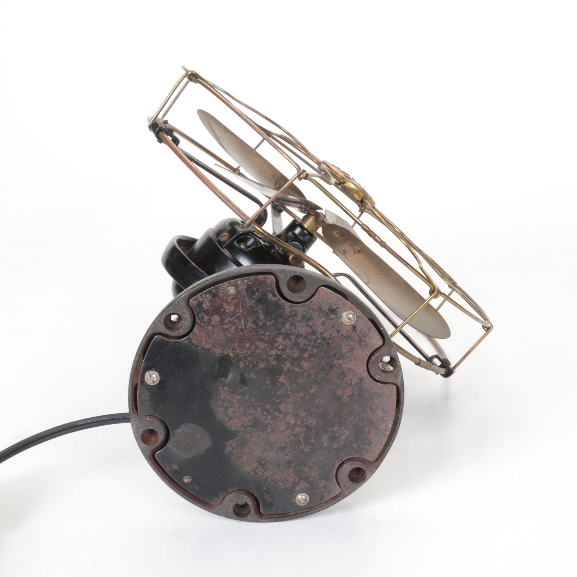 Robbins & Myers & GE Industrial Style Cast Metal Cage Desk Fans