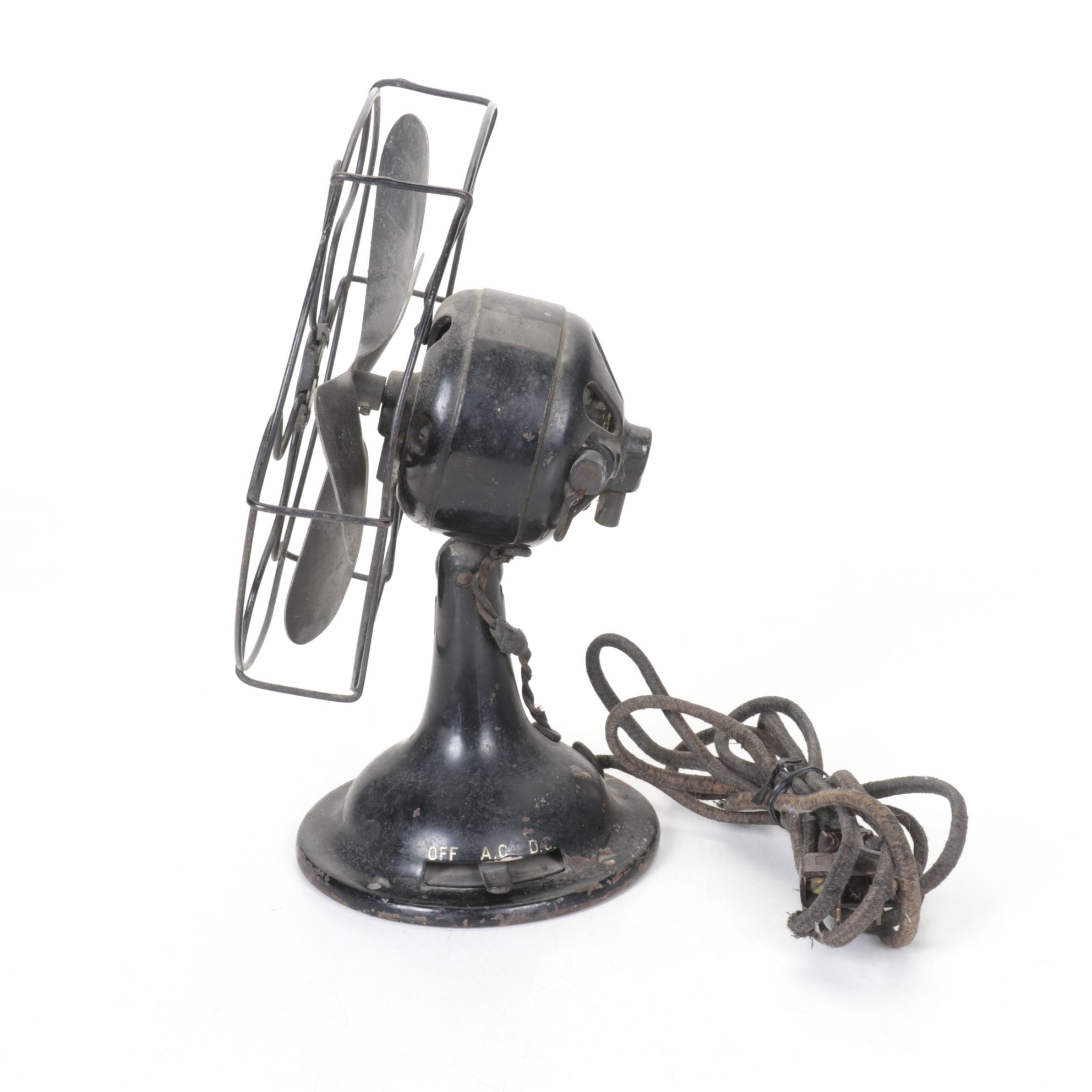 Robbins & Myers & GE Industrial Style Cast Metal Cage Desk Fans