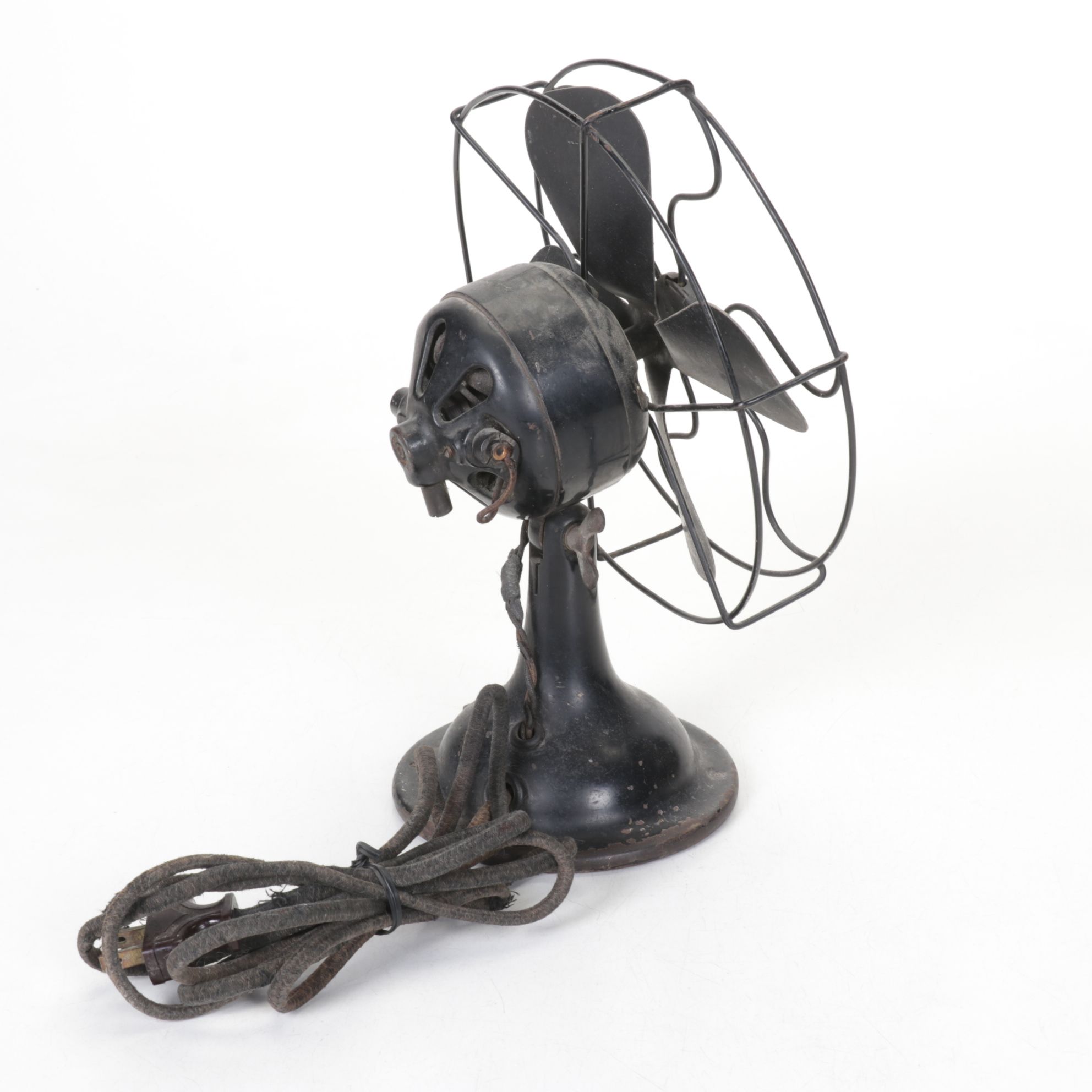 Robbins & Myers & GE Industrial Style Cast Metal Cage Desk Fans