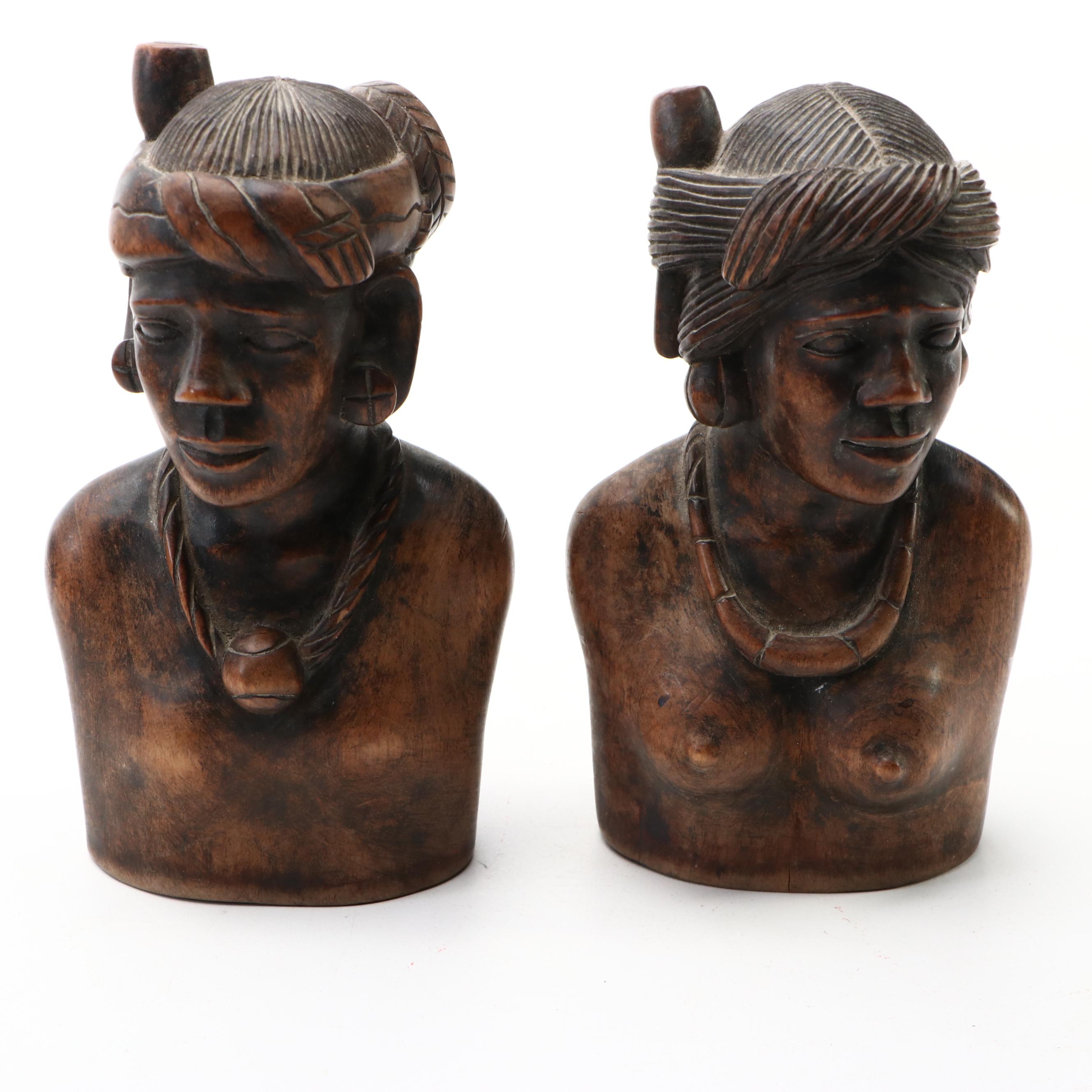 Igorot Busts with Indian Textile Printing Blocks and Carved Panel
