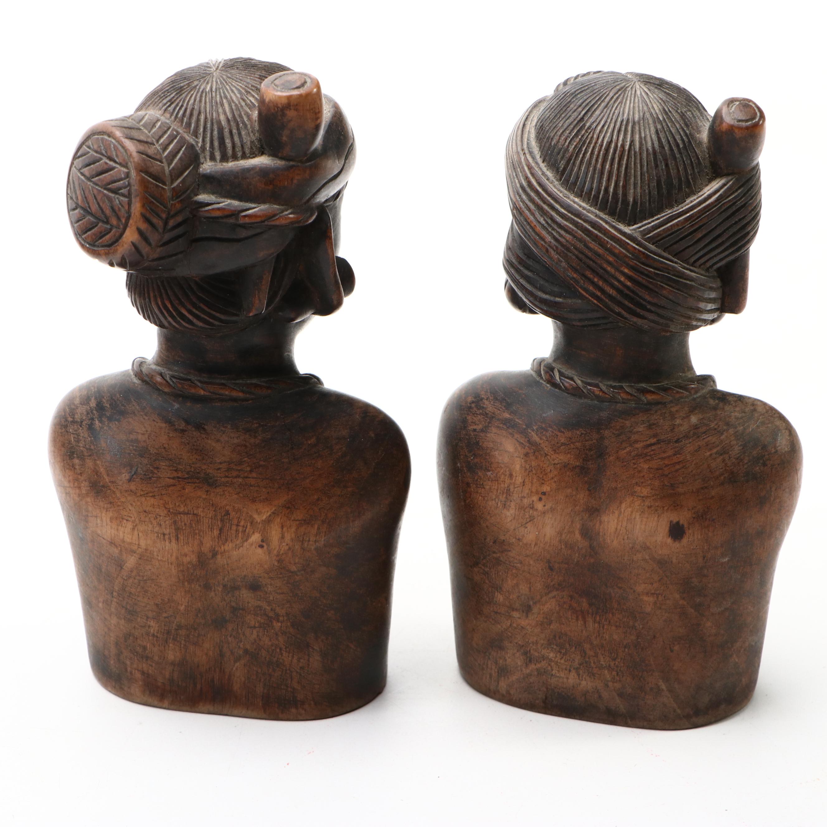 Igorot Busts with Indian Textile Printing Blocks and Carved Panel