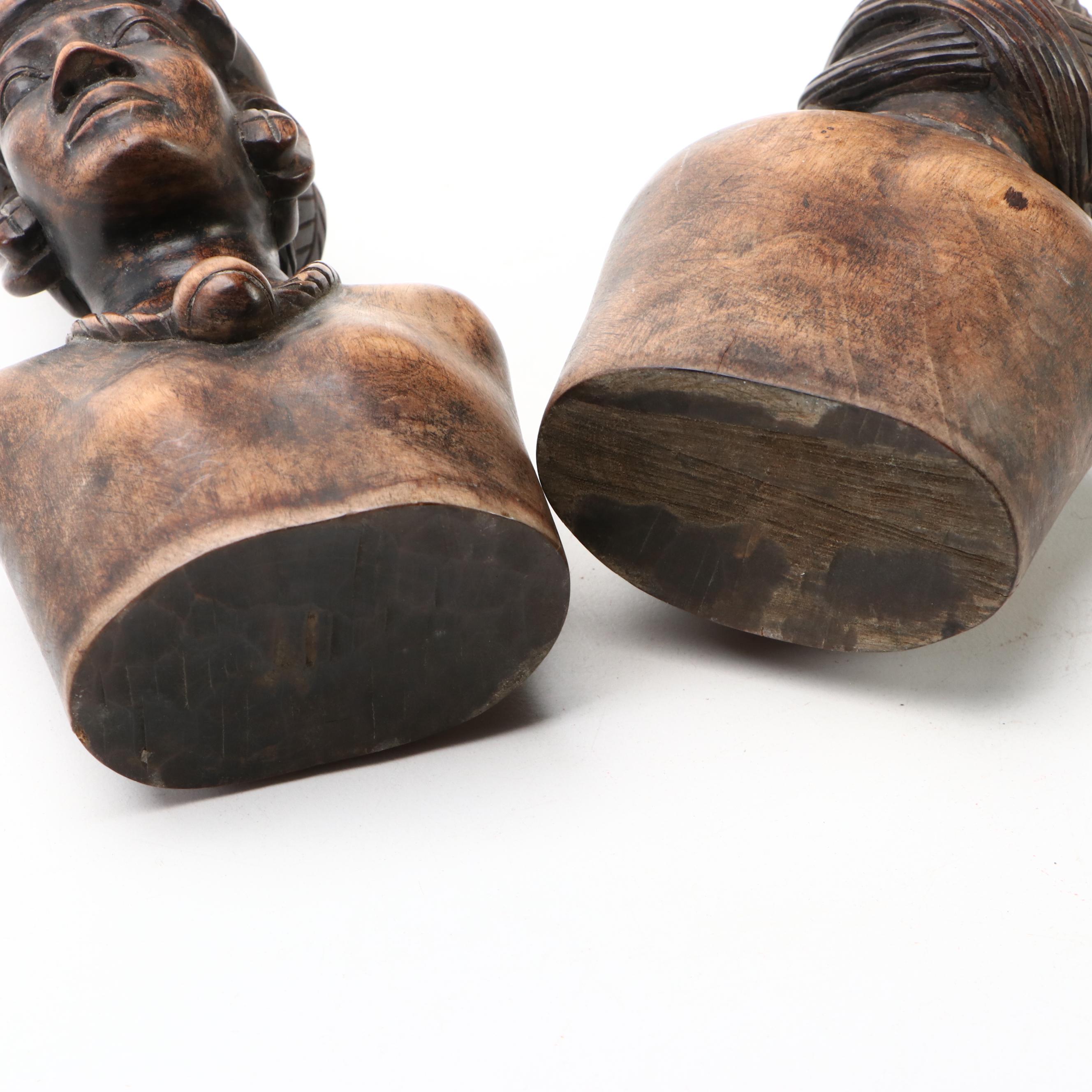 Igorot Busts with Indian Textile Printing Blocks and Carved Panel