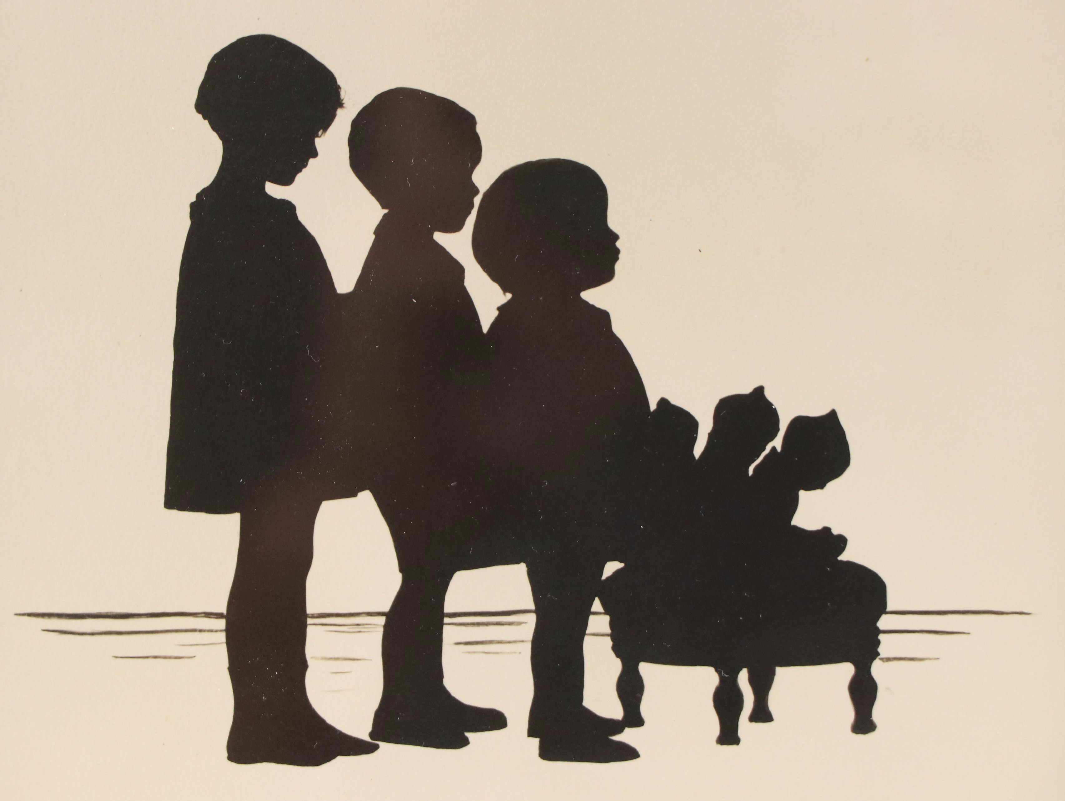 Silhouette Ink Drawing of Children
