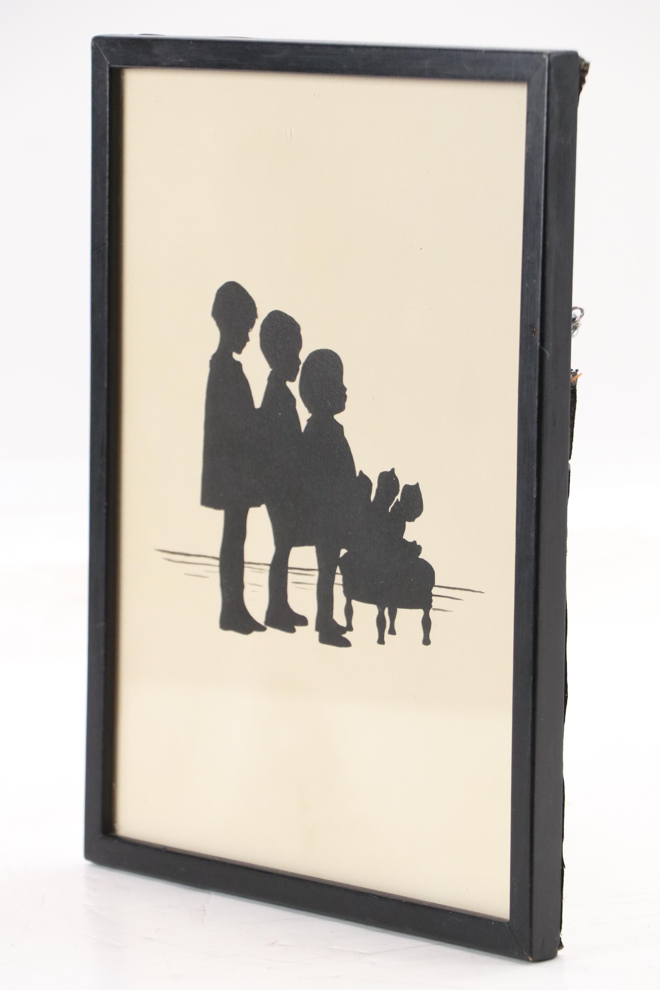 Silhouette Ink Drawing of Children