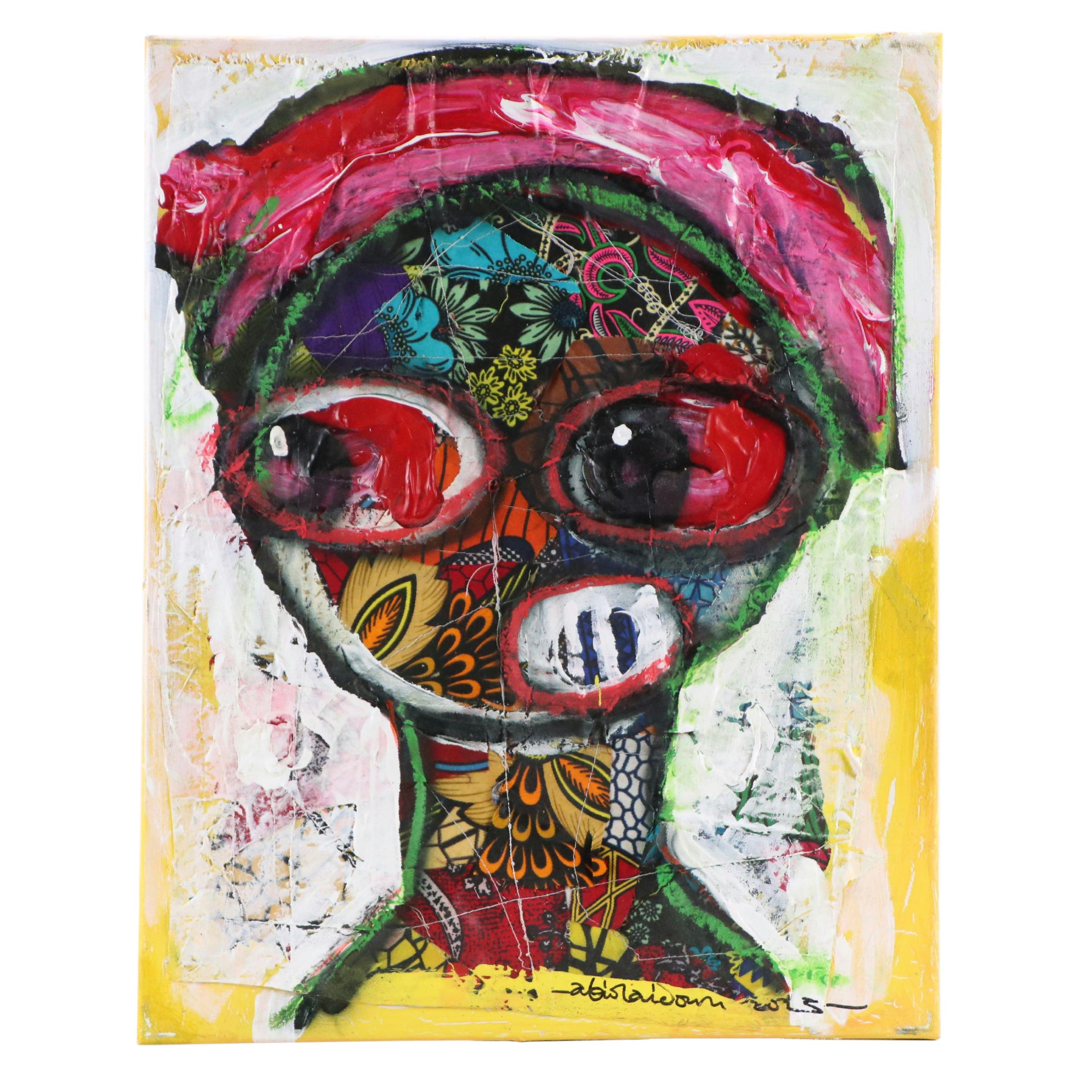 Abiola Idowu Stylized Mixed Media Portrait "Pretty Woman," 2023
