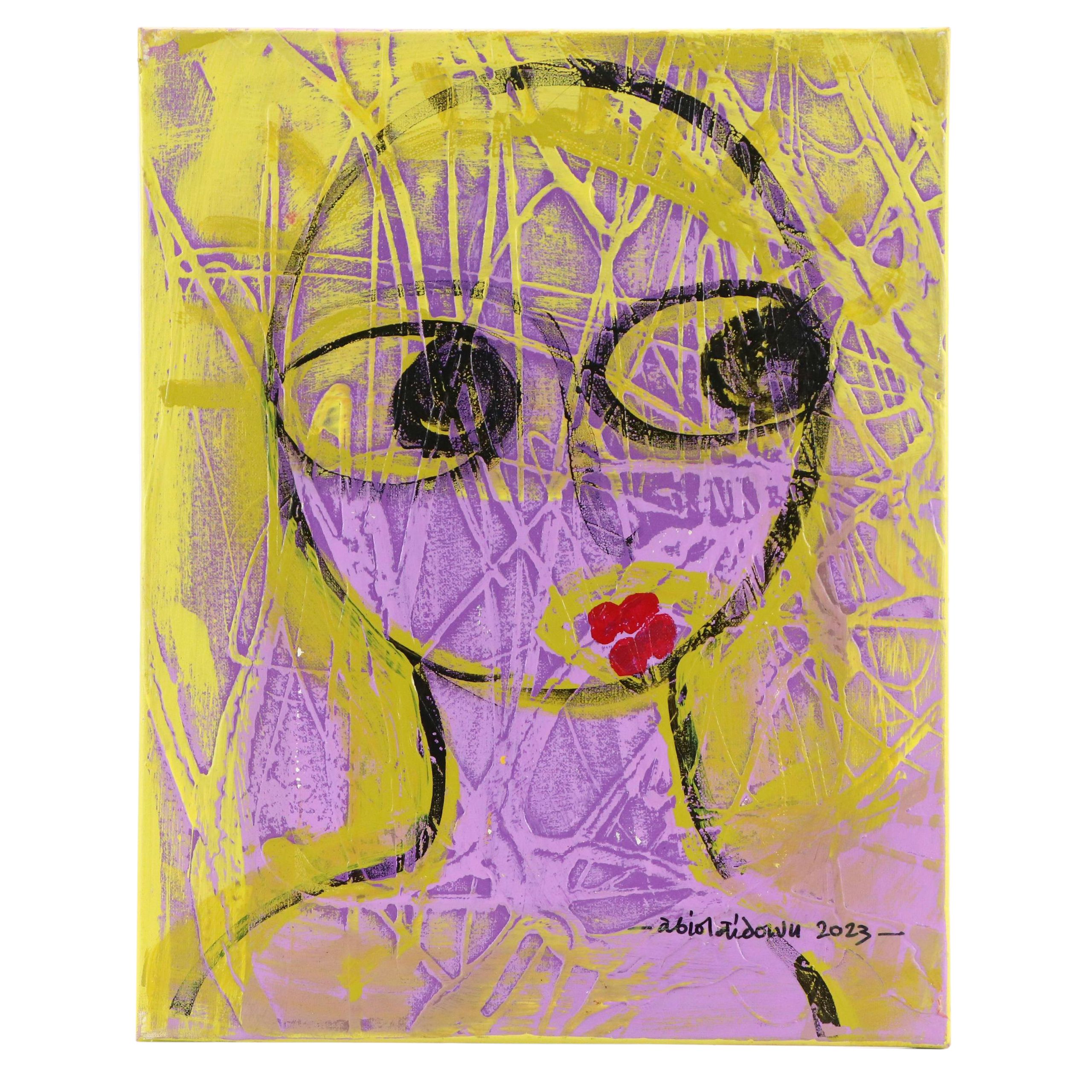 Abiola Idowu Stylized Mixed Media Portrait "Friendship," 2023