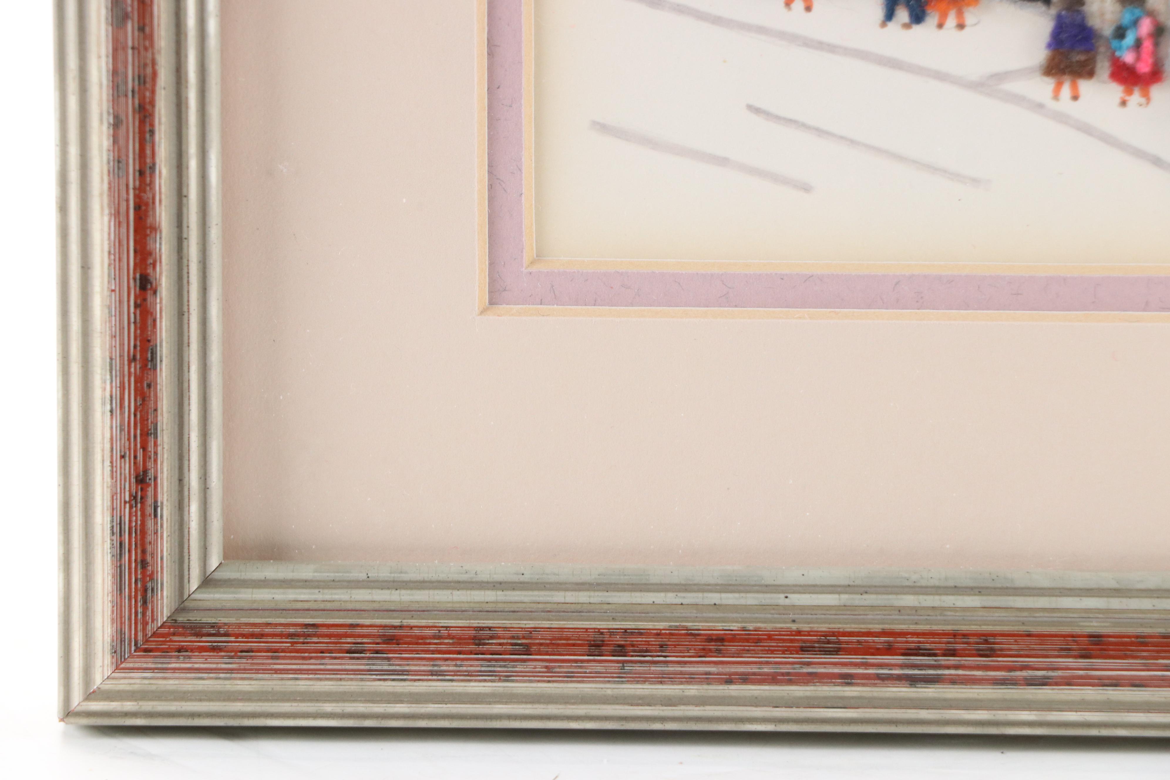 Peruvian Theme Feltwork and Embroidery Panel of Village with Church