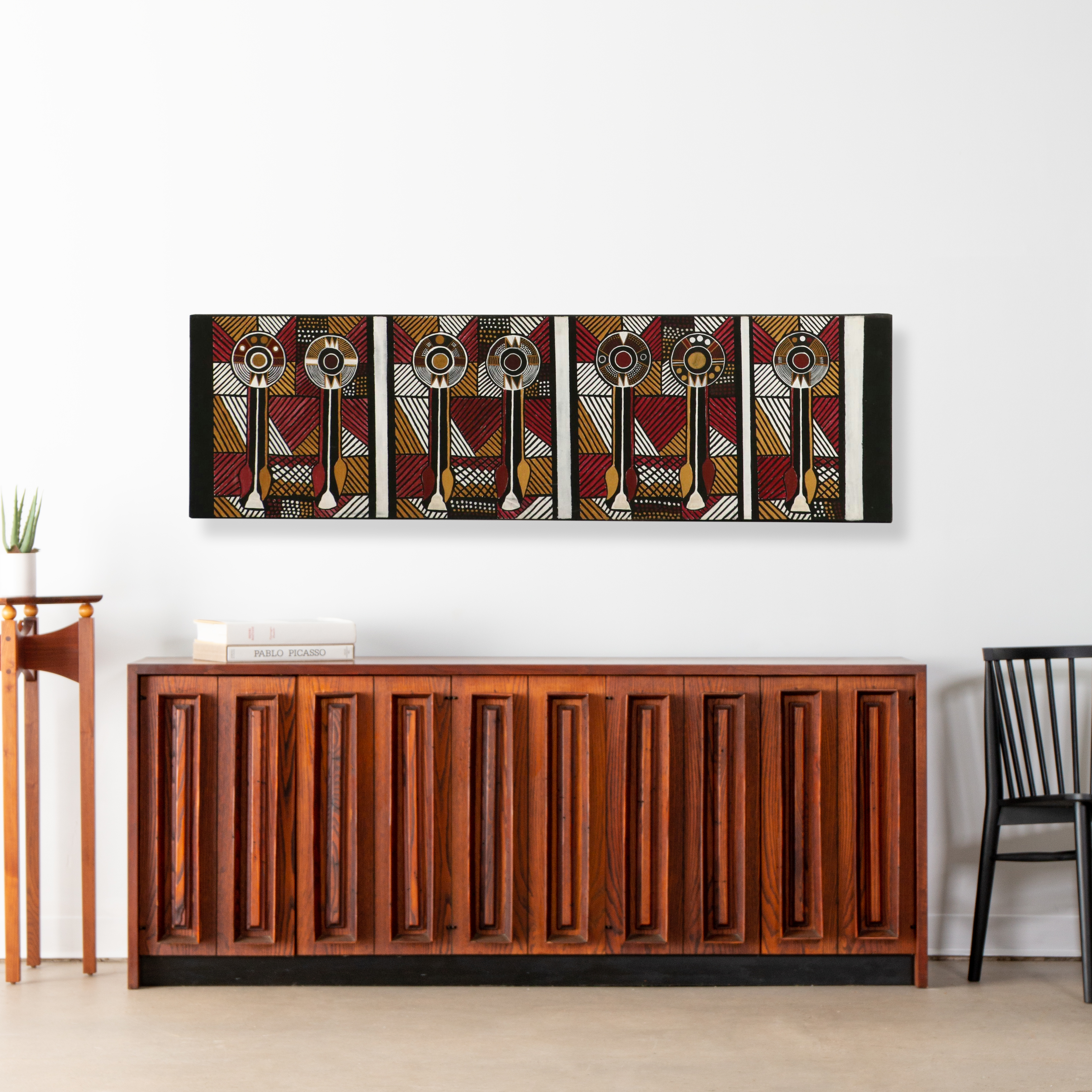 Aboriginal Style Acrylic Painting with Geometric Motifs