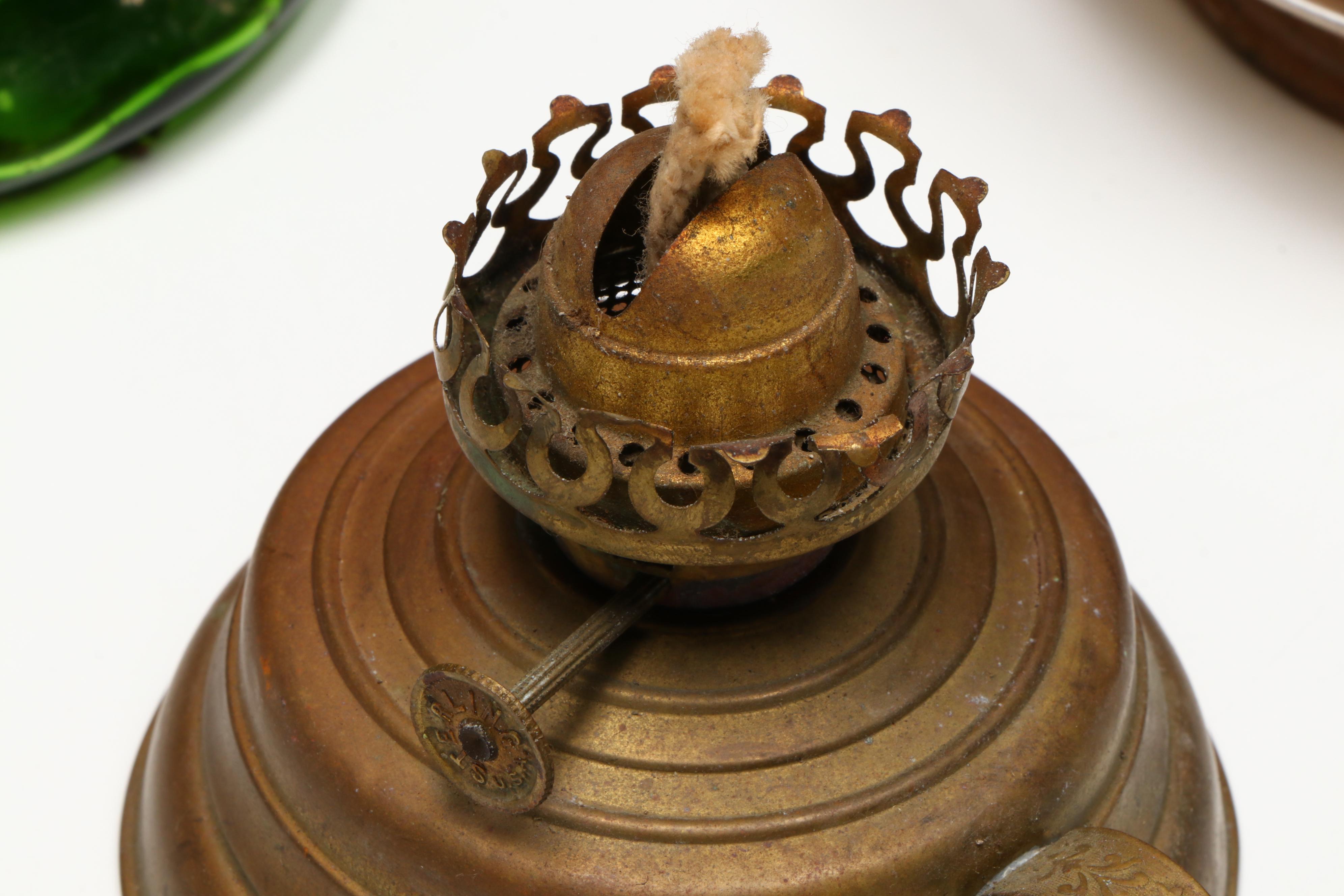 Victorian Style Brass and Glass Oil Lamps, Some Adapted