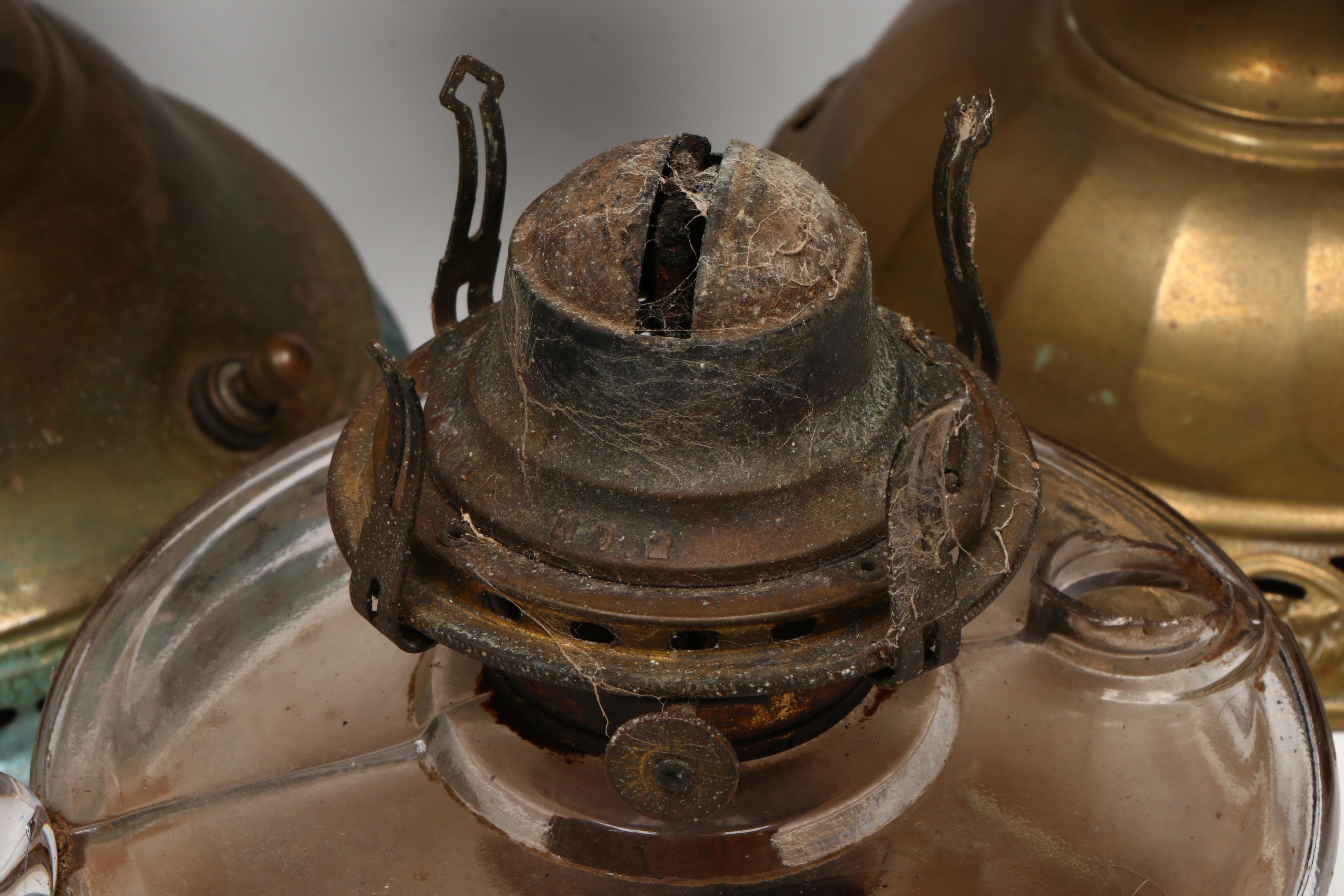 Victorian Style Brass and Glass Oil Lamps, Some Adapted