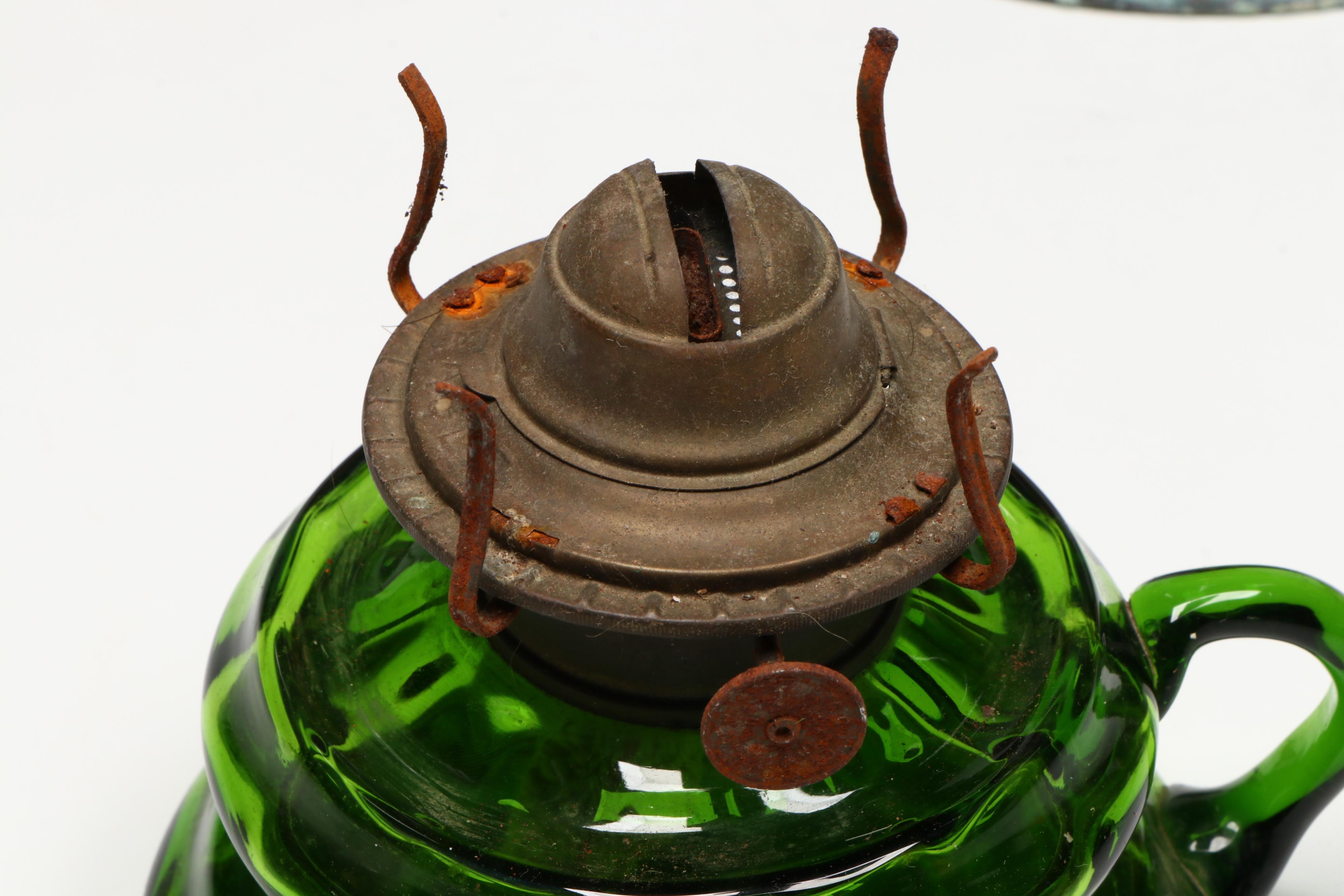 Victorian Style Brass and Glass Oil Lamps, Some Adapted