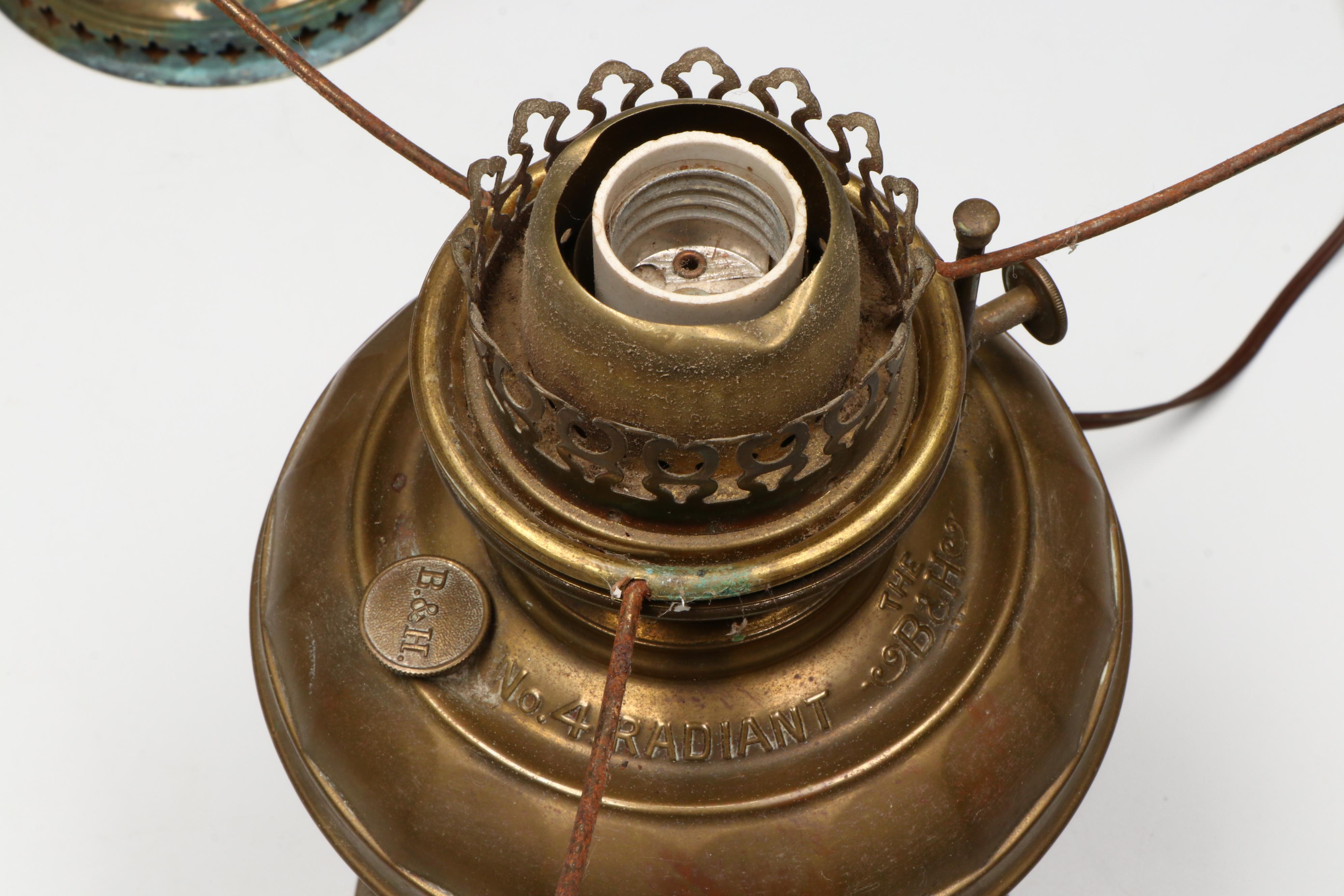 Victorian Style Brass and Glass Oil Lamps, Some Adapted