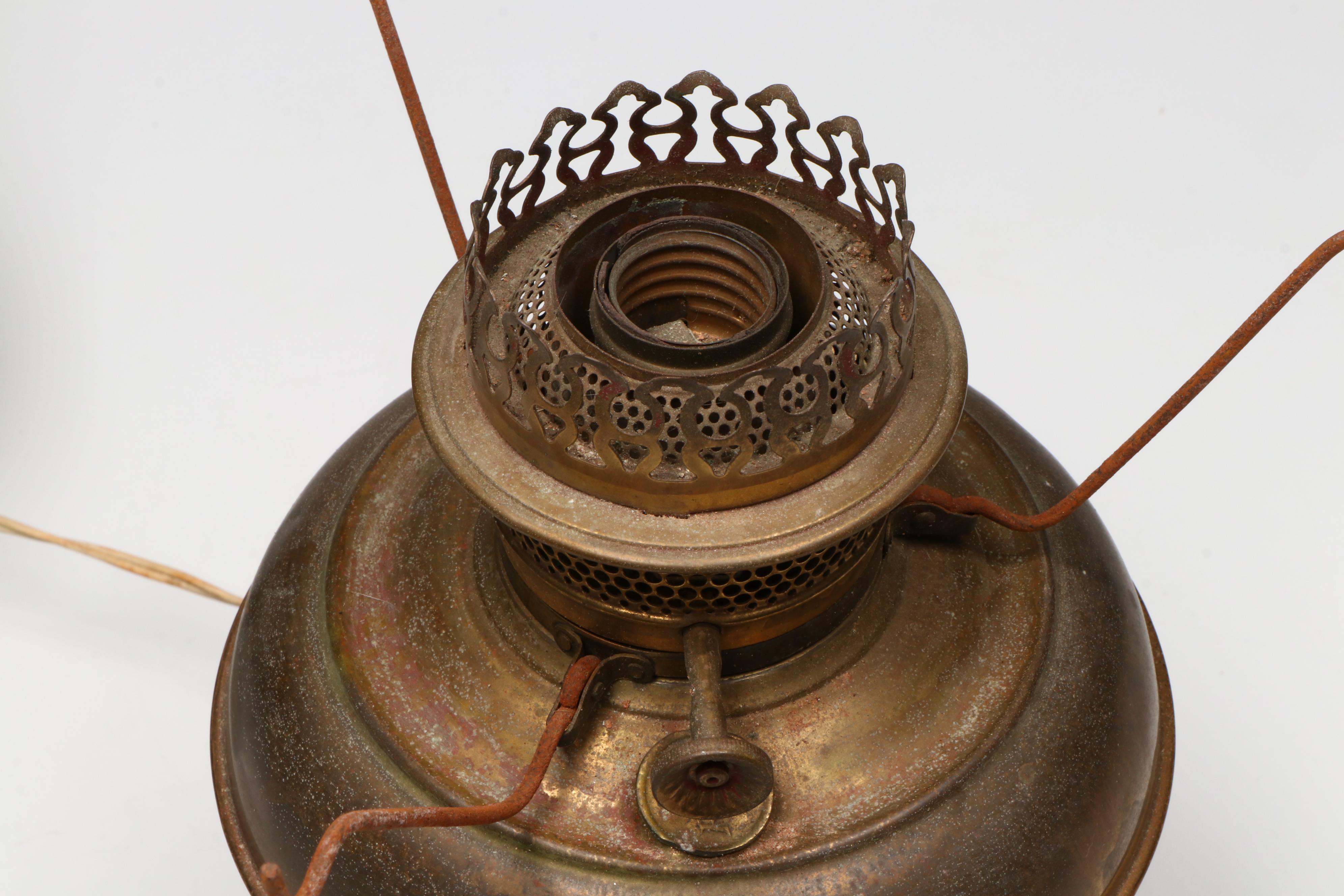 Victorian Style Brass and Glass Oil Lamps, Some Adapted