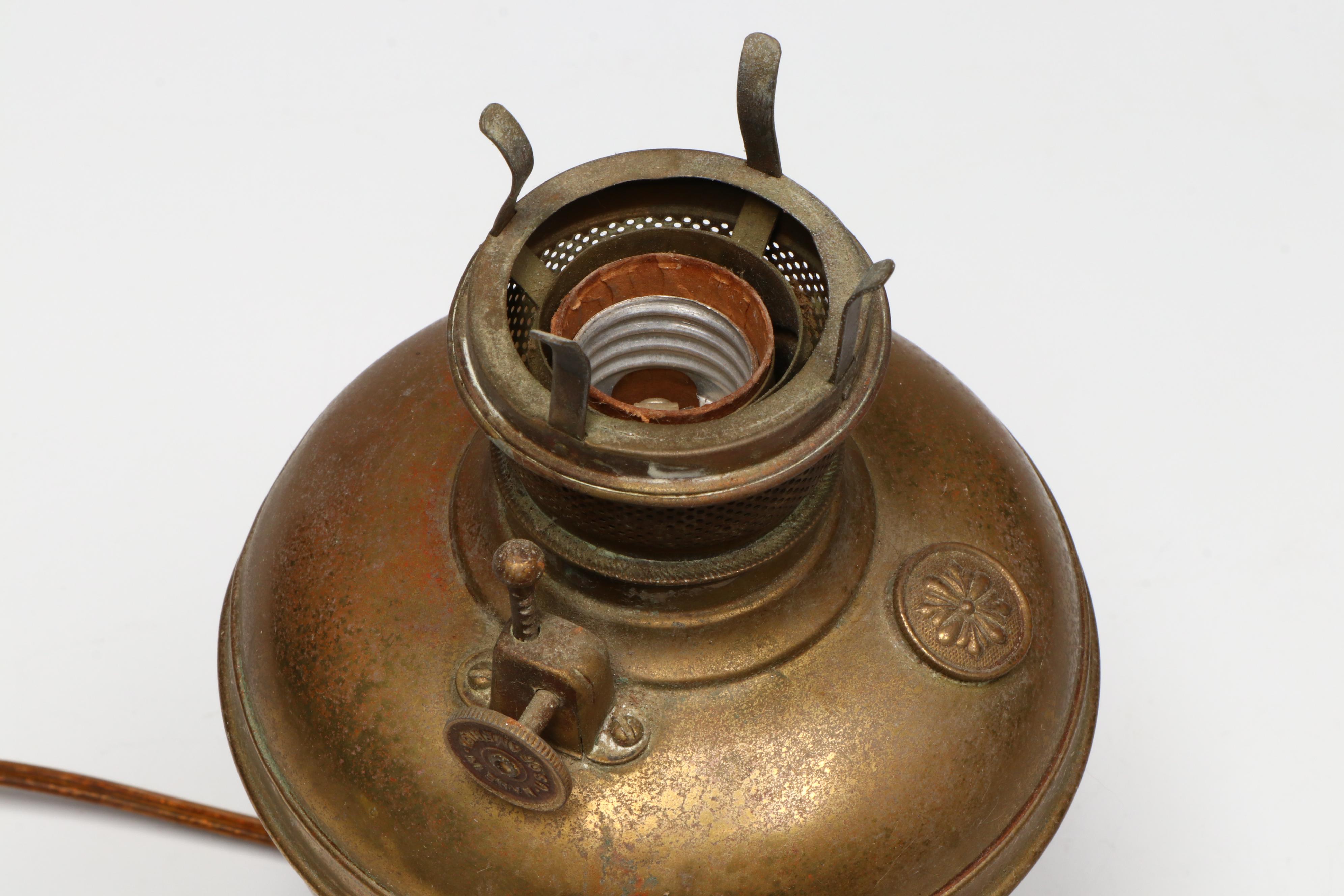 Victorian Style Brass and Glass Oil Lamps, Some Adapted