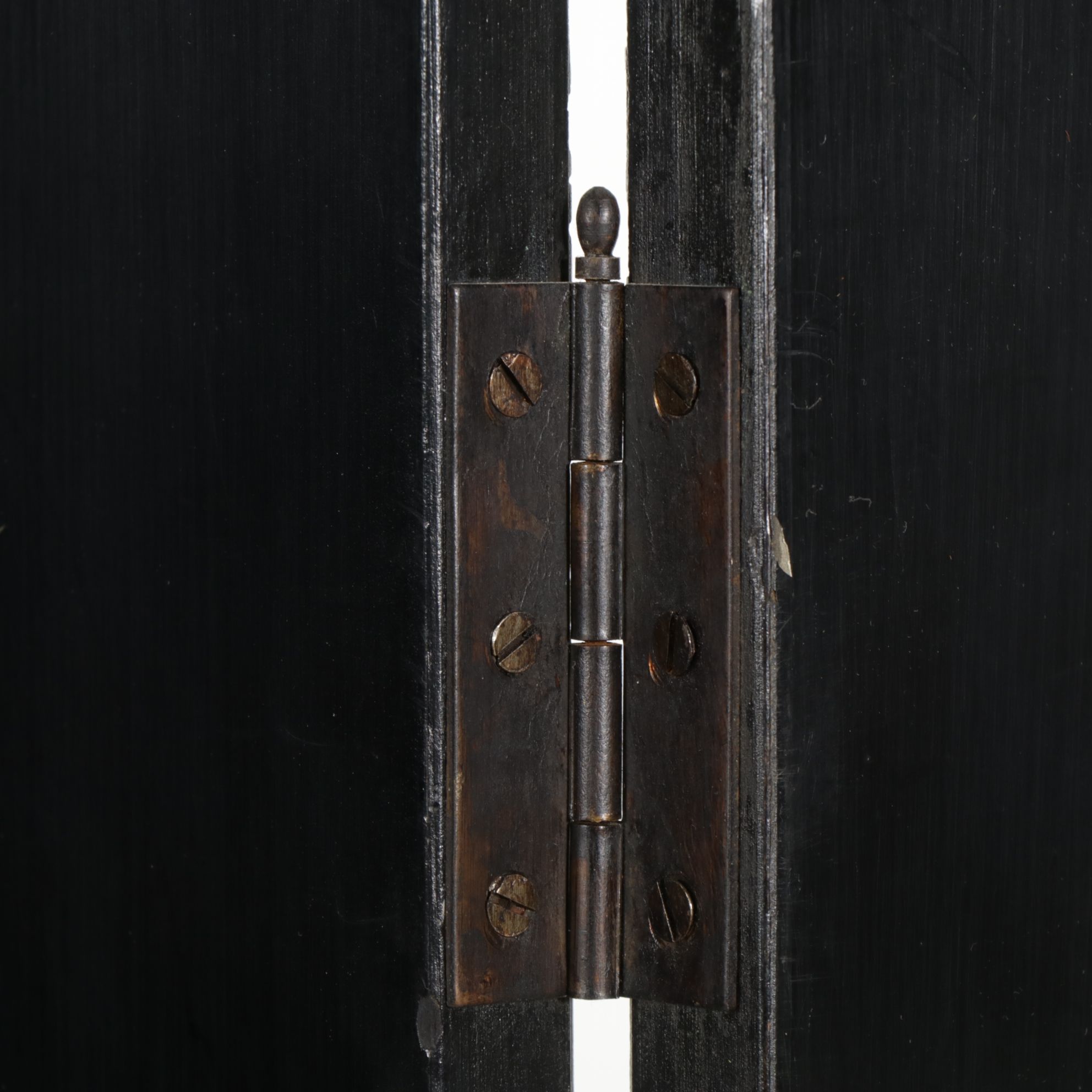 Chinese Style Black Four-Panel Room Screen with Incised Decorations