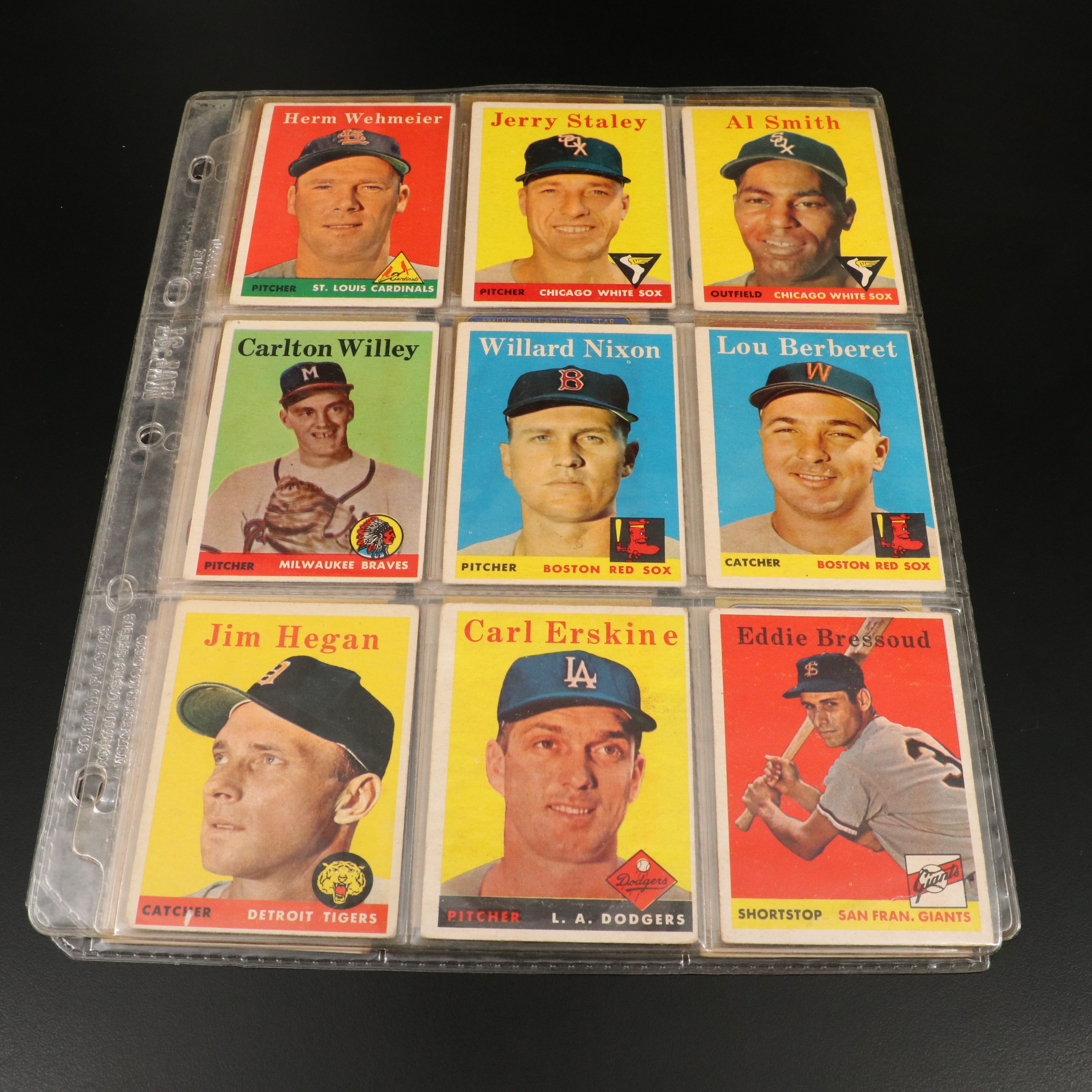 Topps Baseball Cards with Booklets Featuring Ron Santo and Larry Doby, 1958-1970