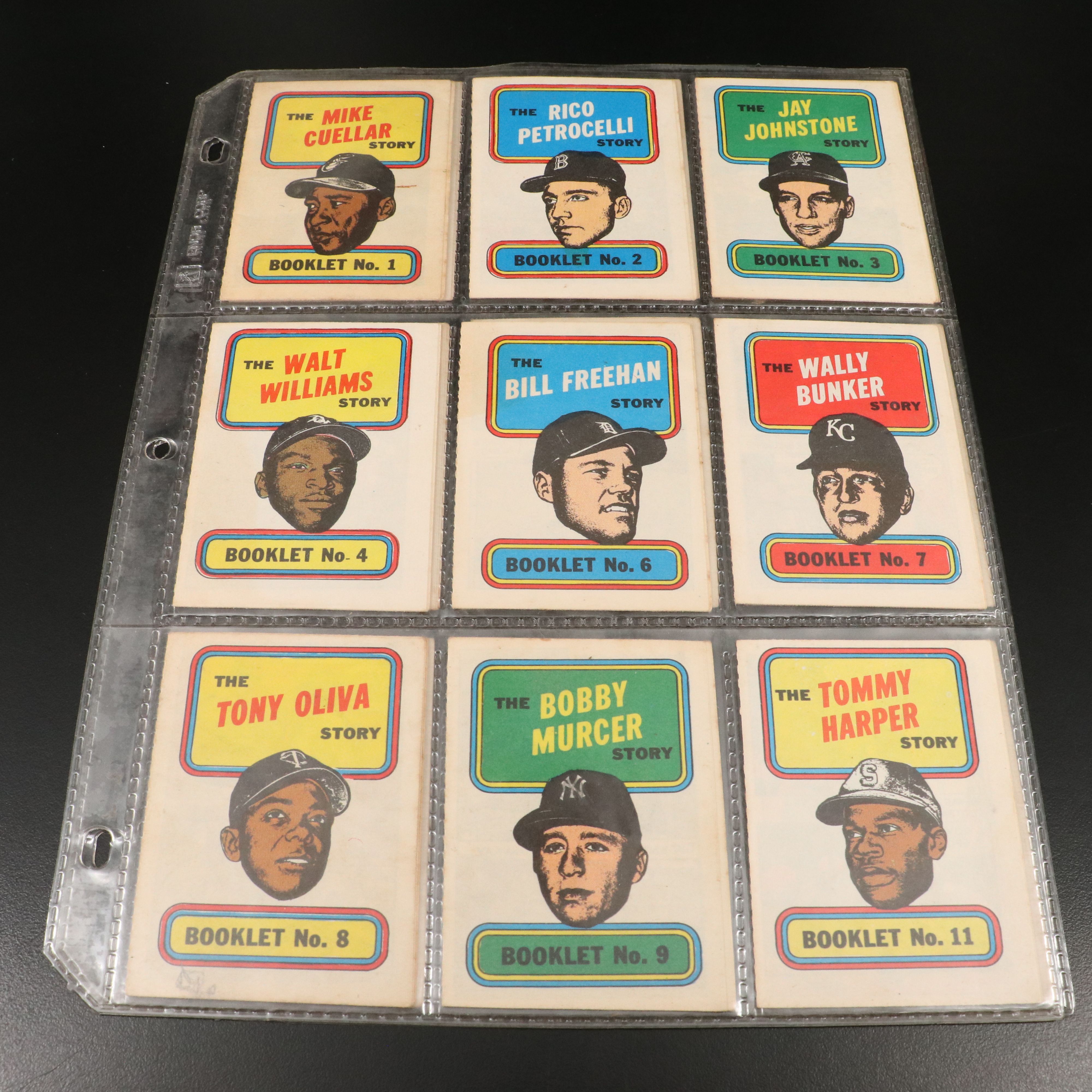Topps Baseball Cards with Booklets Featuring Ron Santo and Larry Doby, 1958-1970