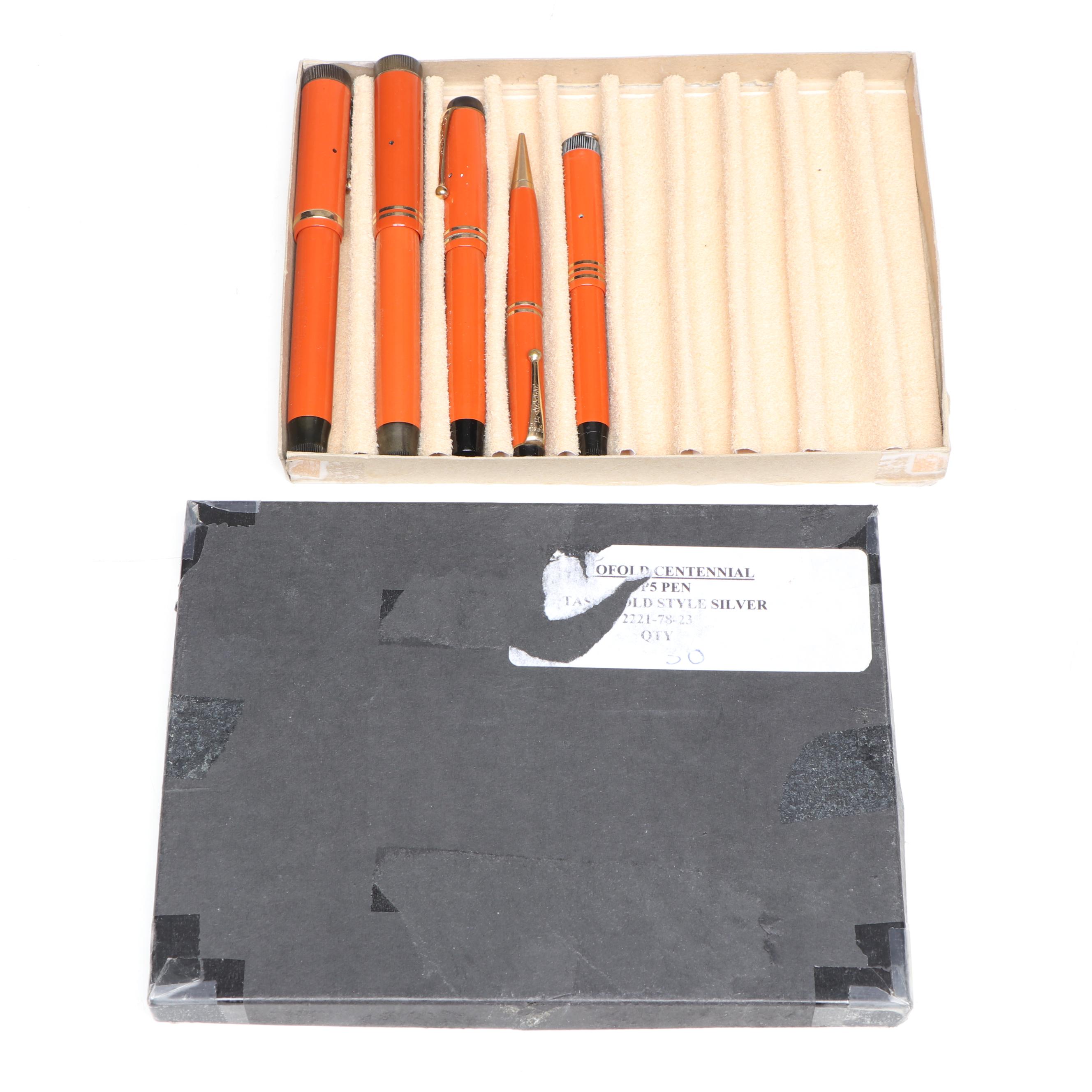 Vintage Parker Dufold "Lucky Curve" Fountain Pens and Mechanical Pencil