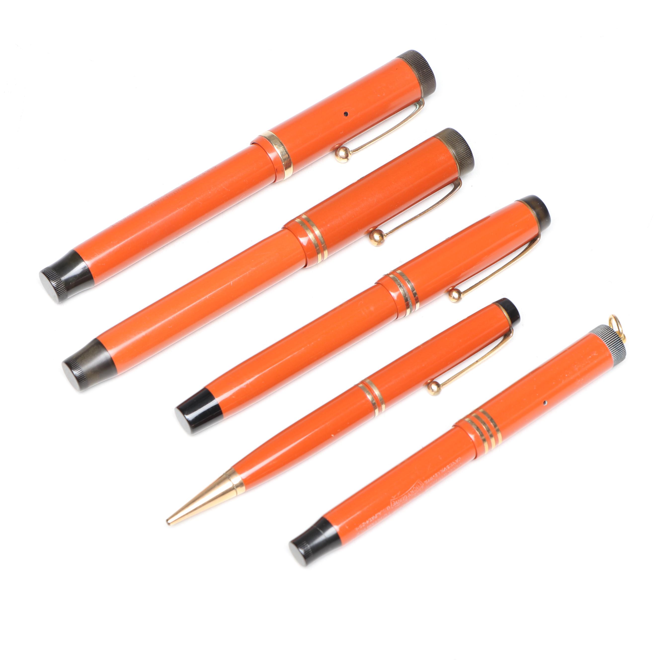 Vintage Parker Dufold "Lucky Curve" Fountain Pens and Mechanical Pencil