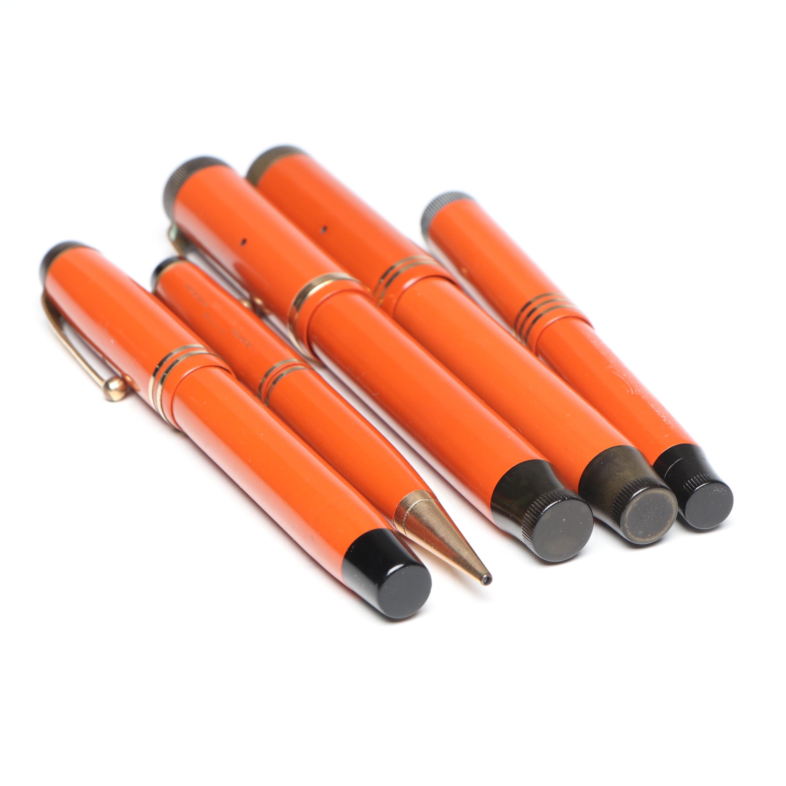 Vintage Parker Dufold "Lucky Curve" Fountain Pens and Mechanical Pencil