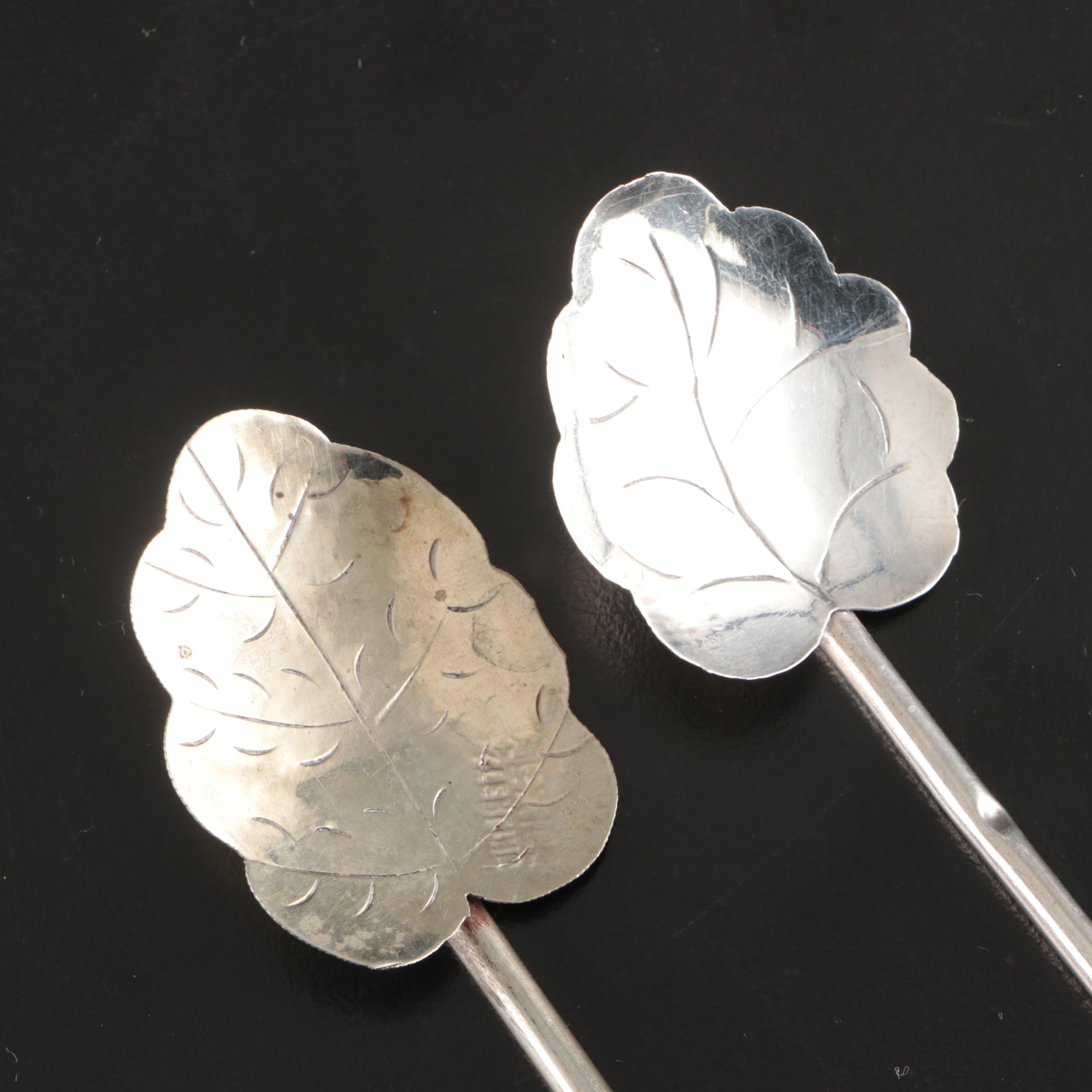 Mexican Sterling Silver Leaf Iced Tea Spoons