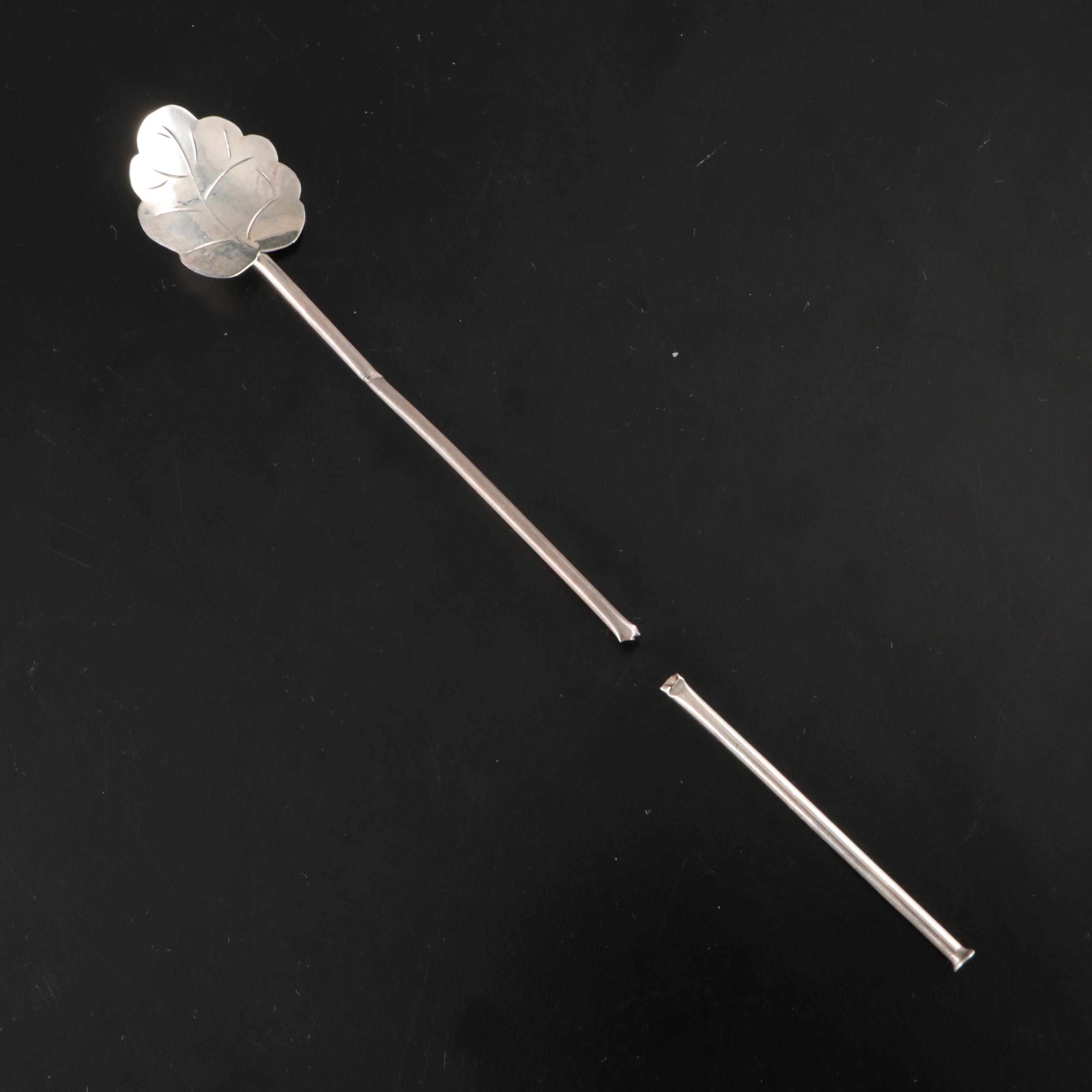 Mexican Sterling Silver Leaf Iced Tea Spoons