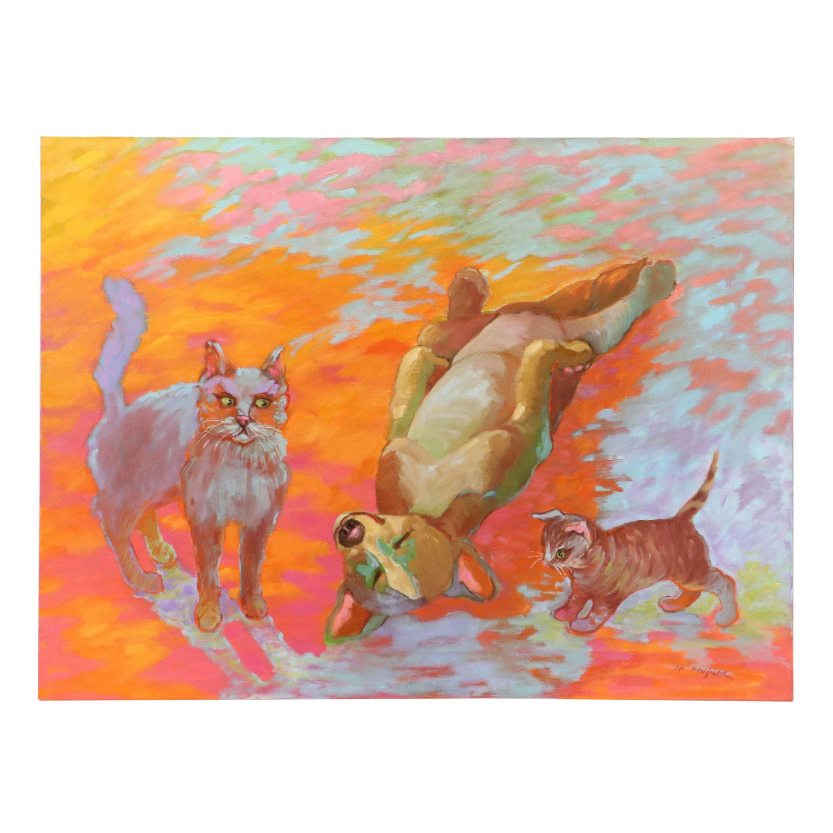 Martha Newfield Modern Oil Painting "Dog Dreams," 2008