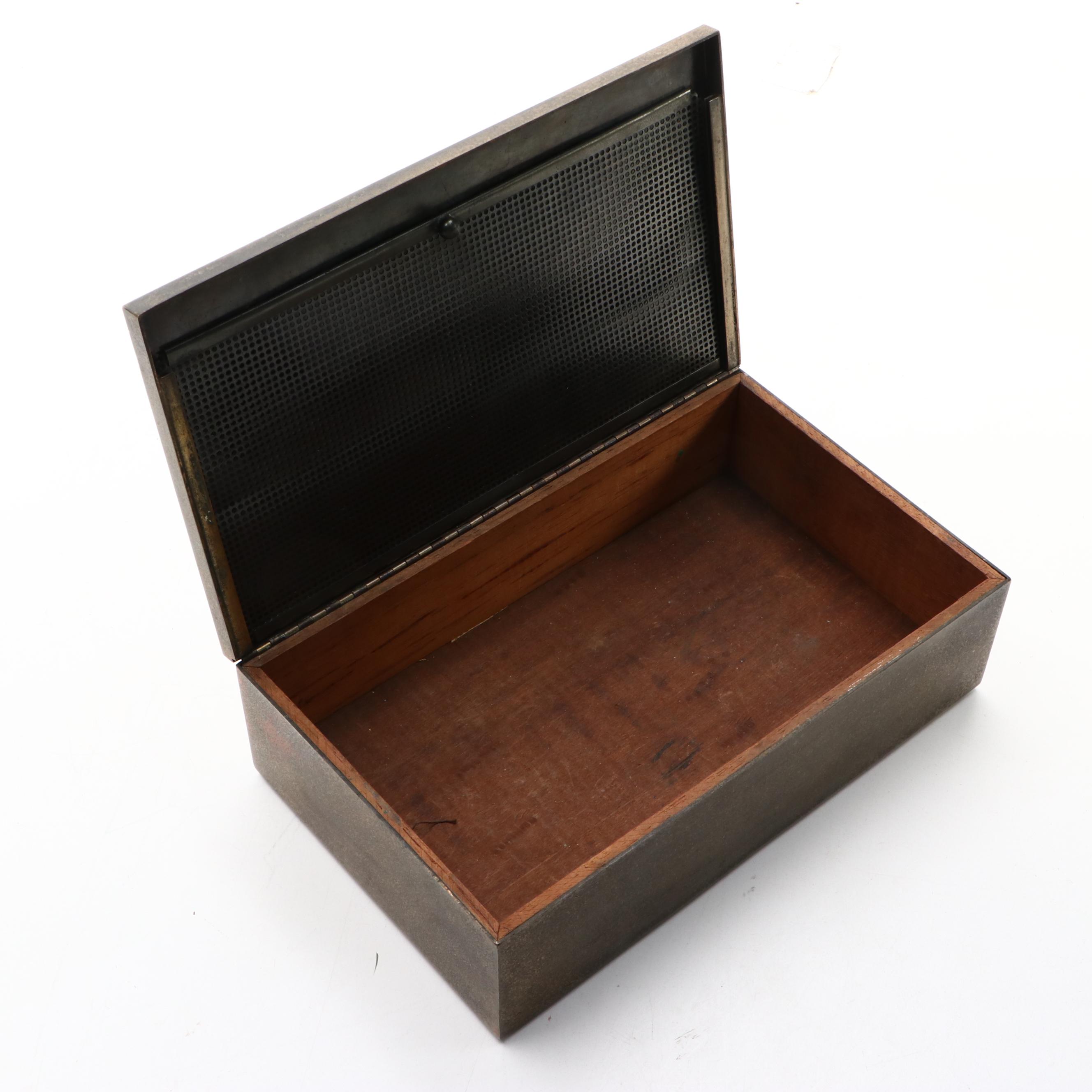 Silver Crest Art Deco Style Bronze Humidor, Early 20th Century