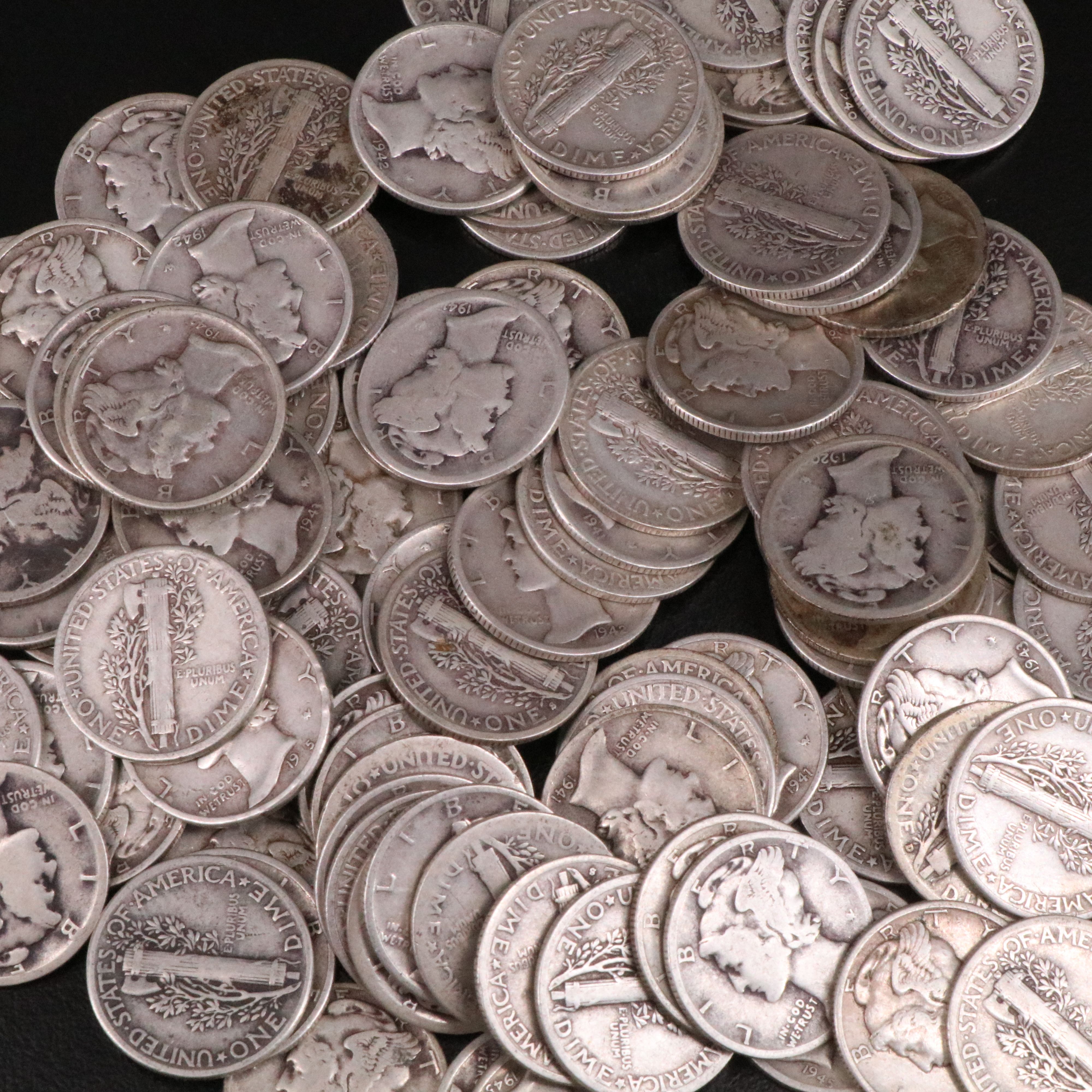 100 Mercury Silver Dimes