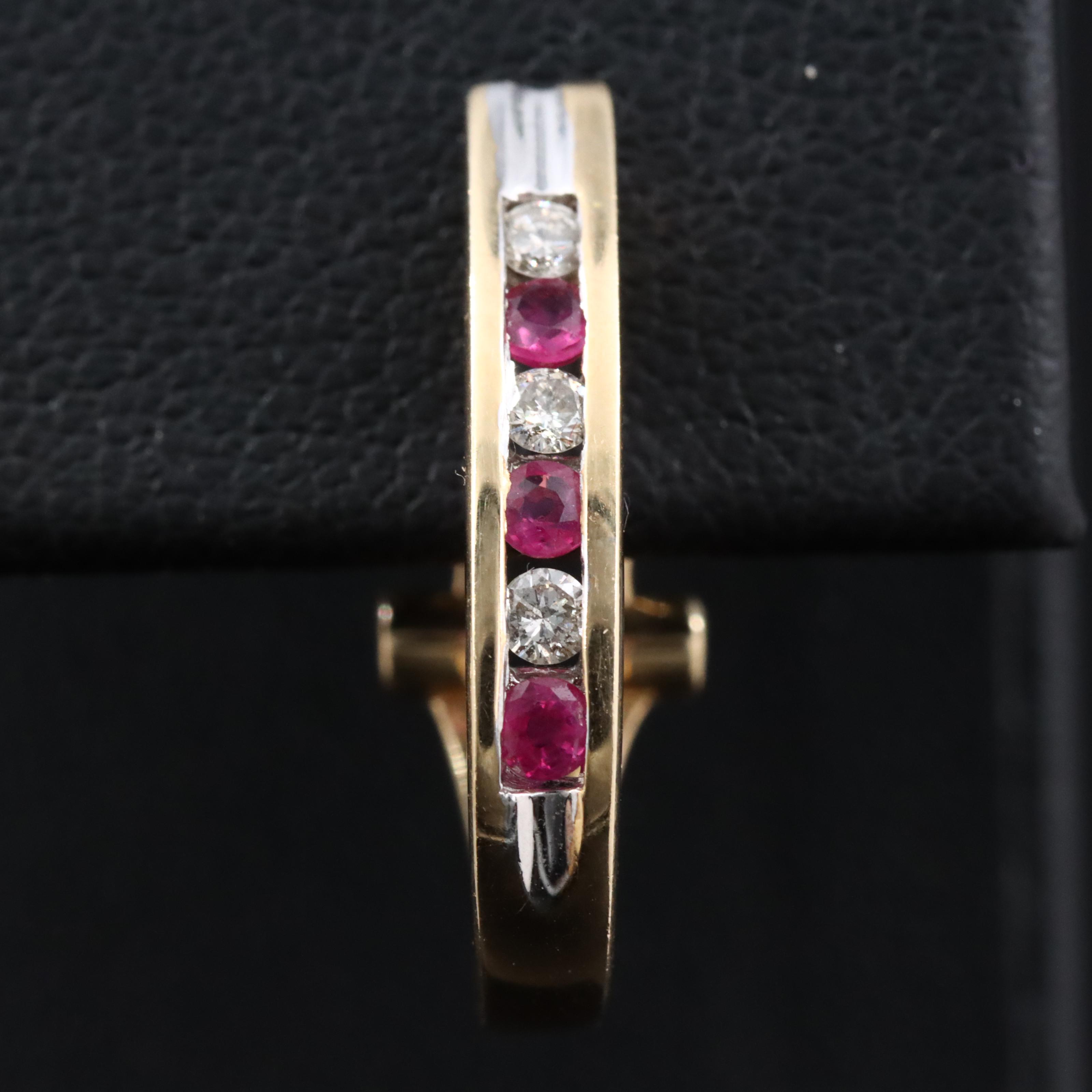 14K Diamond and Ruby Hoop Earrings