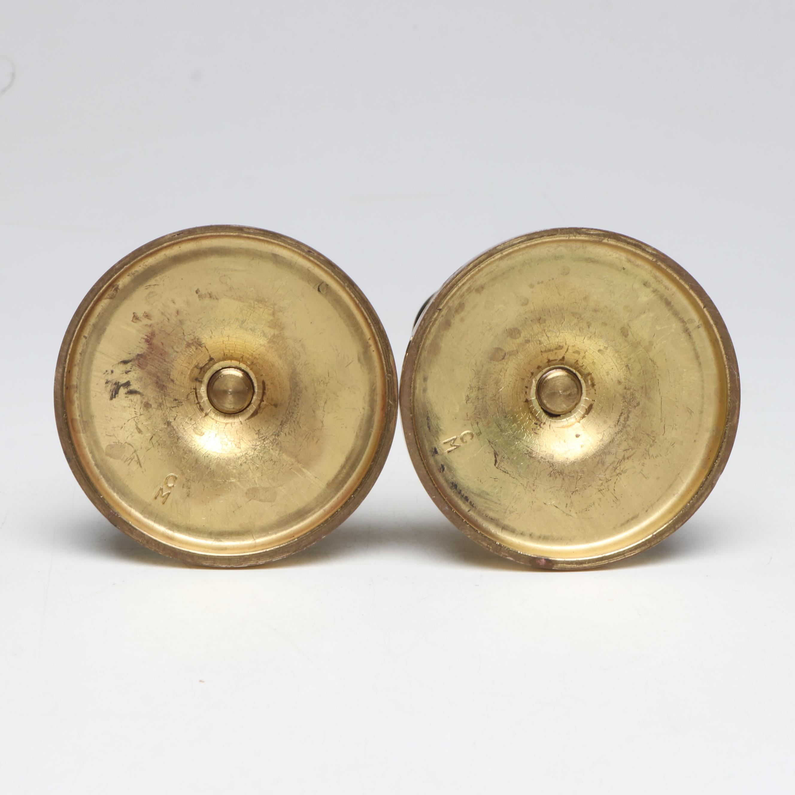 Virginia Metalcrafters and Other Brass Candlesticks with Brass Figurines