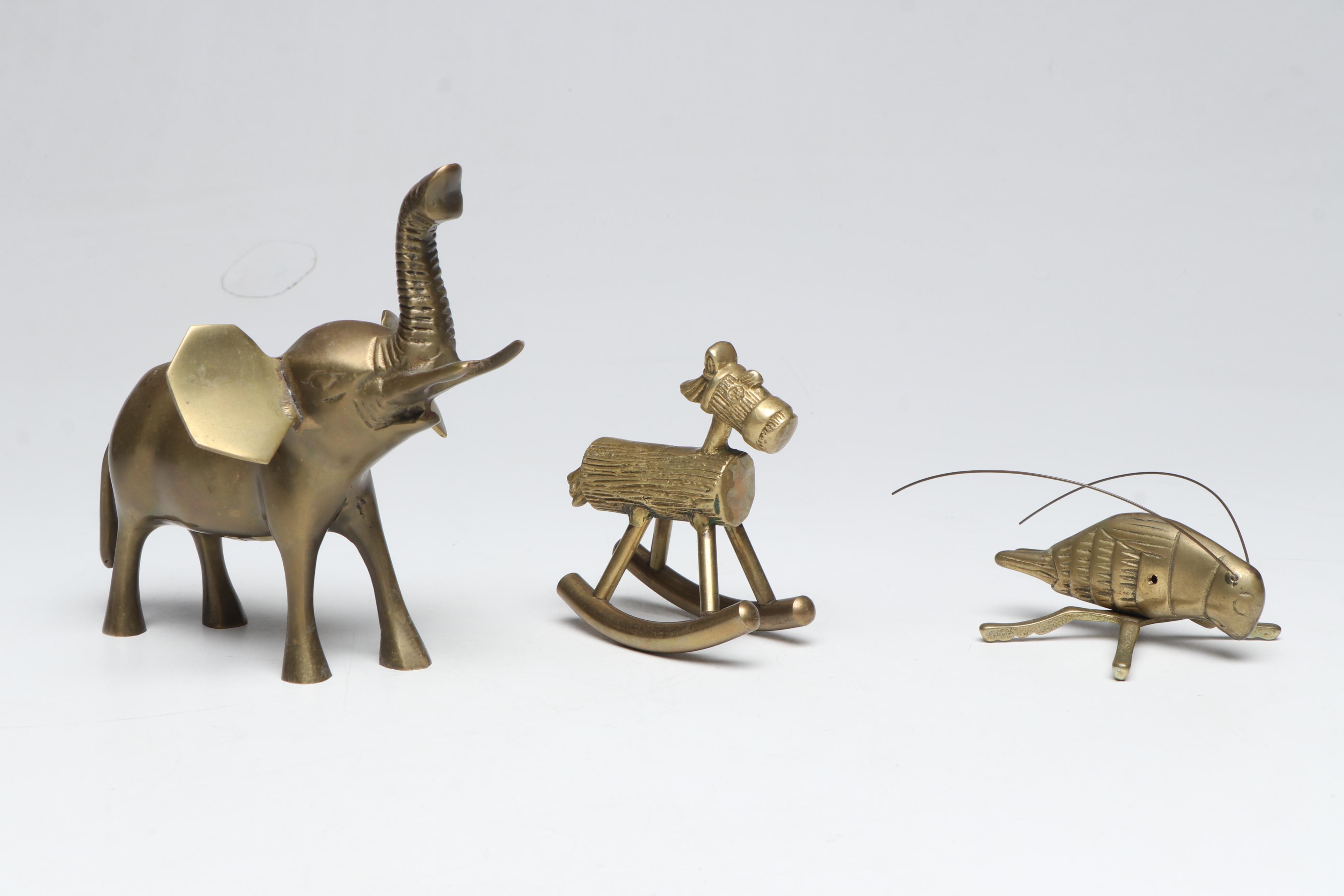 Virginia Metalcrafters and Other Brass Candlesticks with Brass Figurines