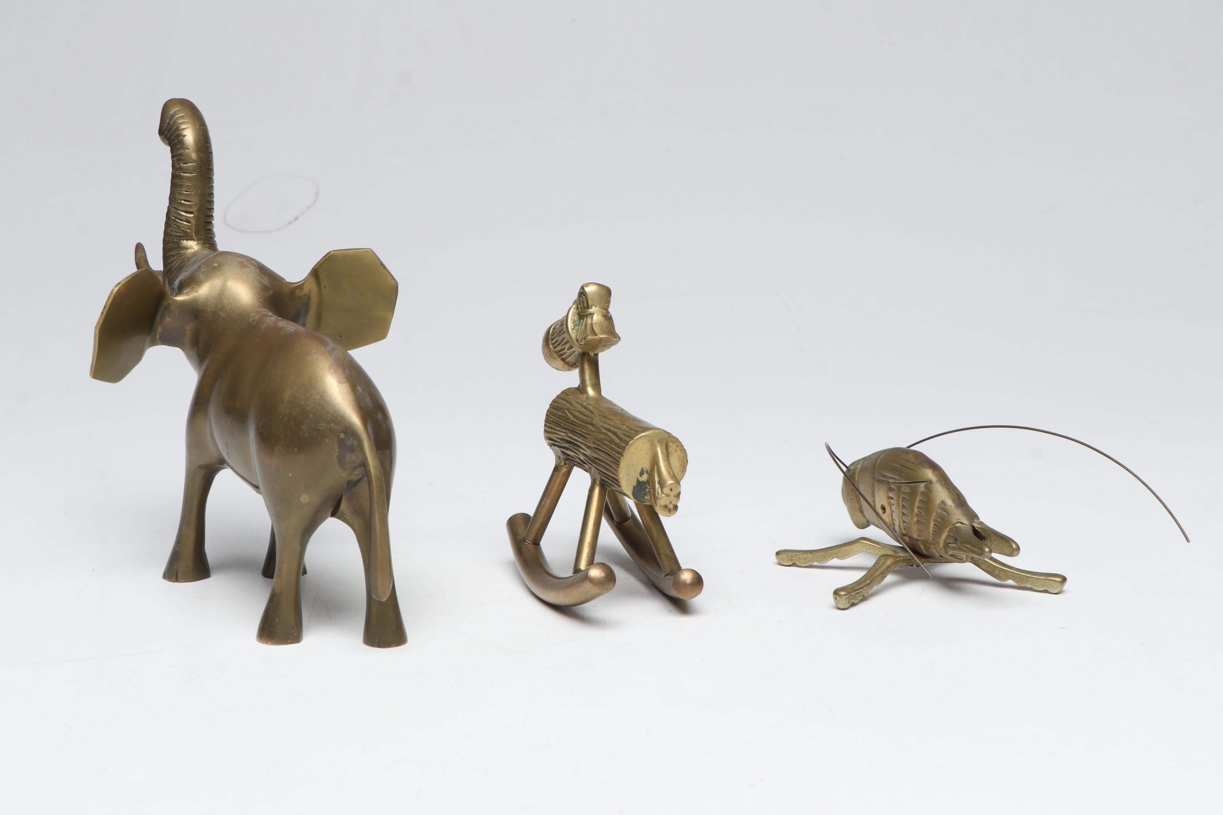 Virginia Metalcrafters and Other Brass Candlesticks with Brass Figurines