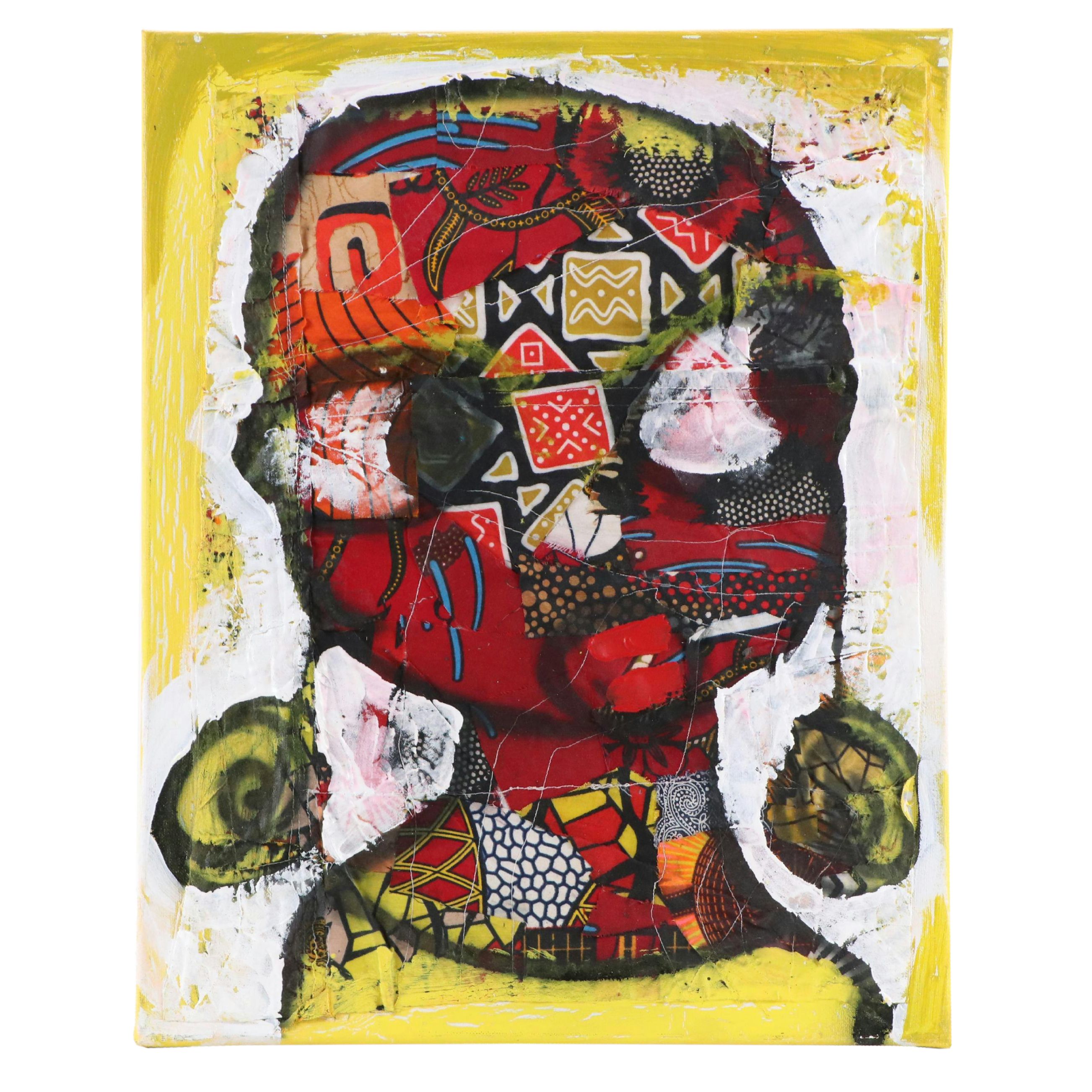 Abiola Idowu Modern Mixed Media Painting, Circa 2020