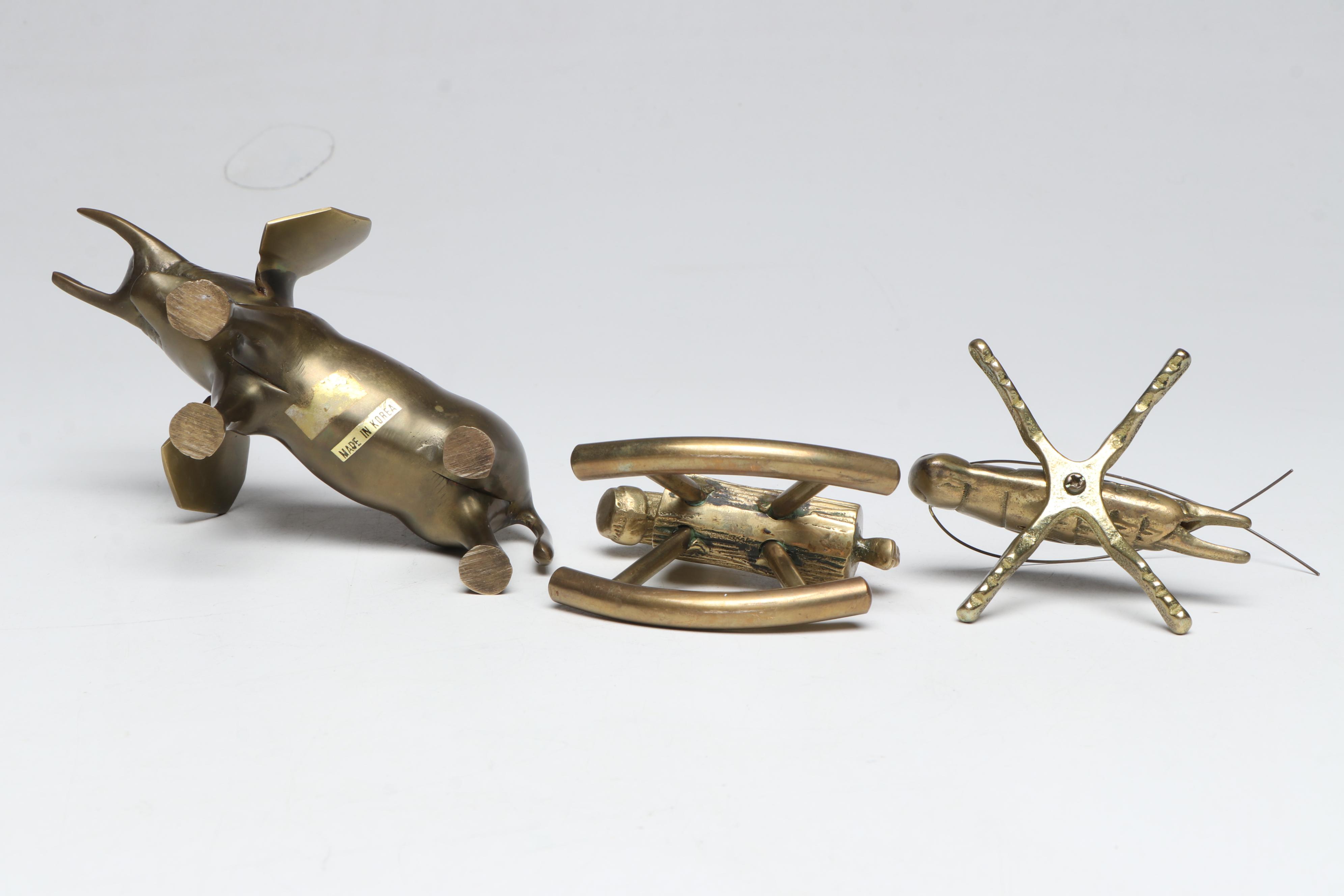 Virginia Metalcrafters and Other Brass Candlesticks with Brass Figurines