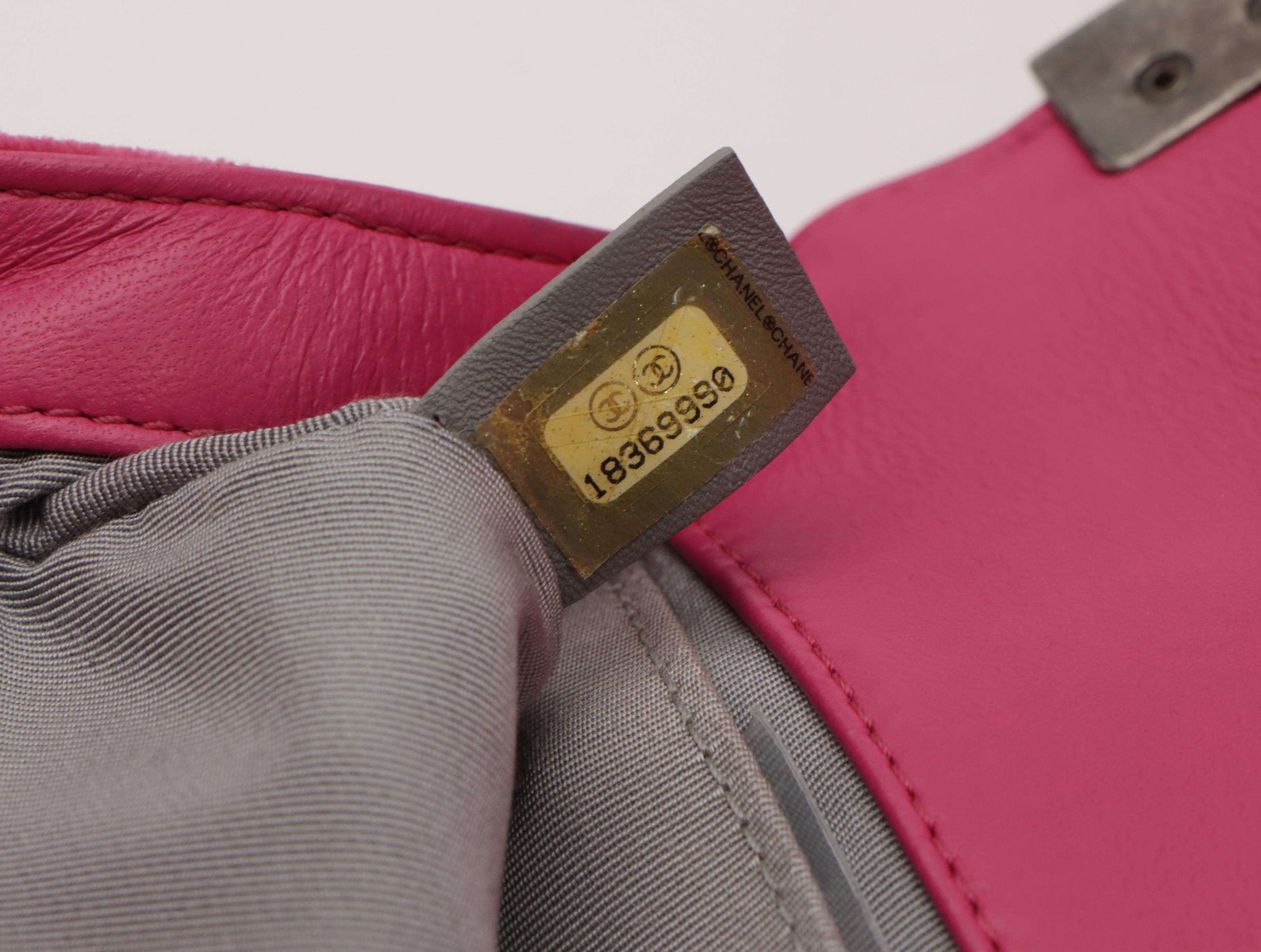 Chanel Small Boy Flap Chain Bag in Magenta Pink Quilted Velvet and Calf Leather