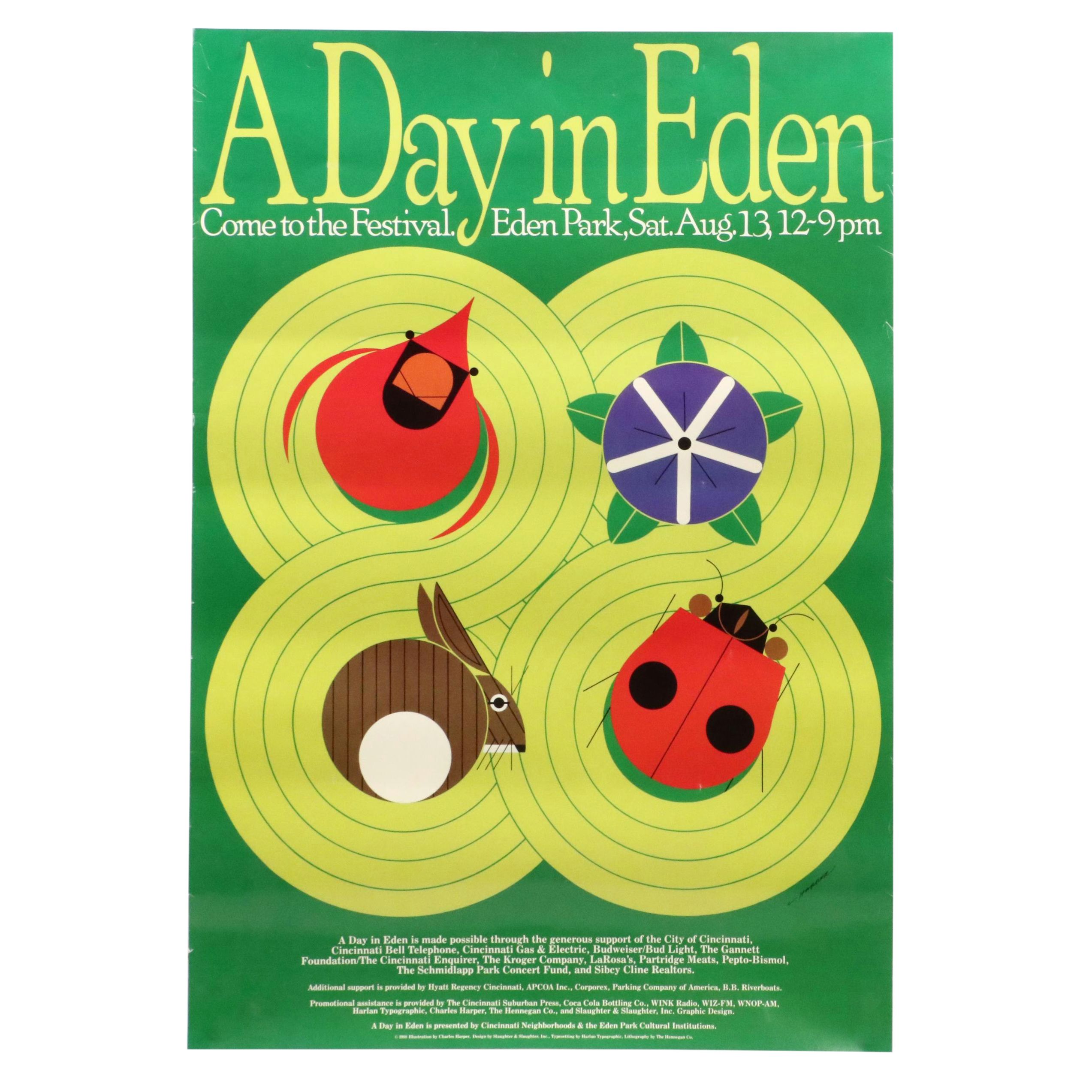 "A Day in Eden" 1988 Festival Charley Harper Poster