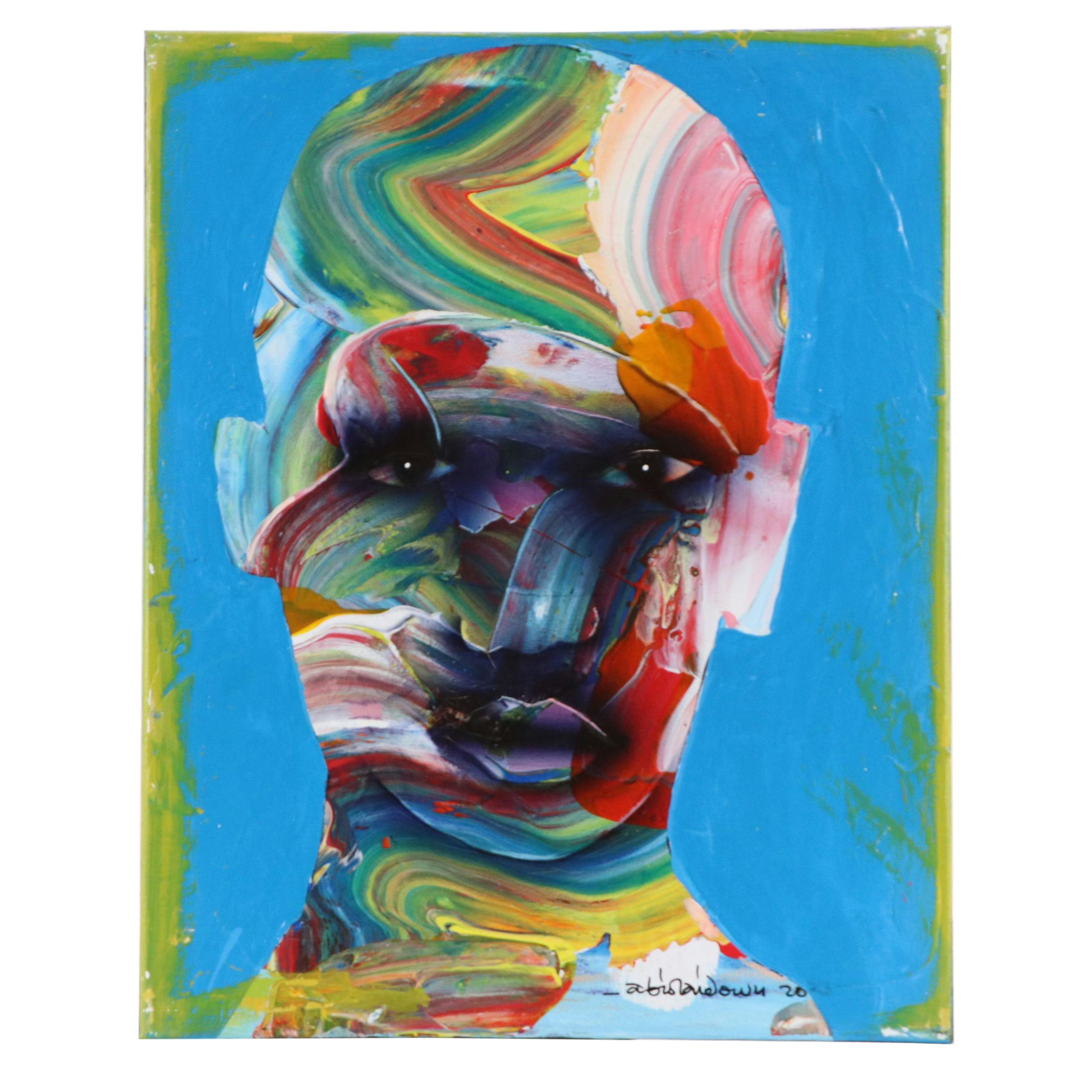 Abiola Idowu Stylized Acrylic Portrait "I am a Champion," 2023