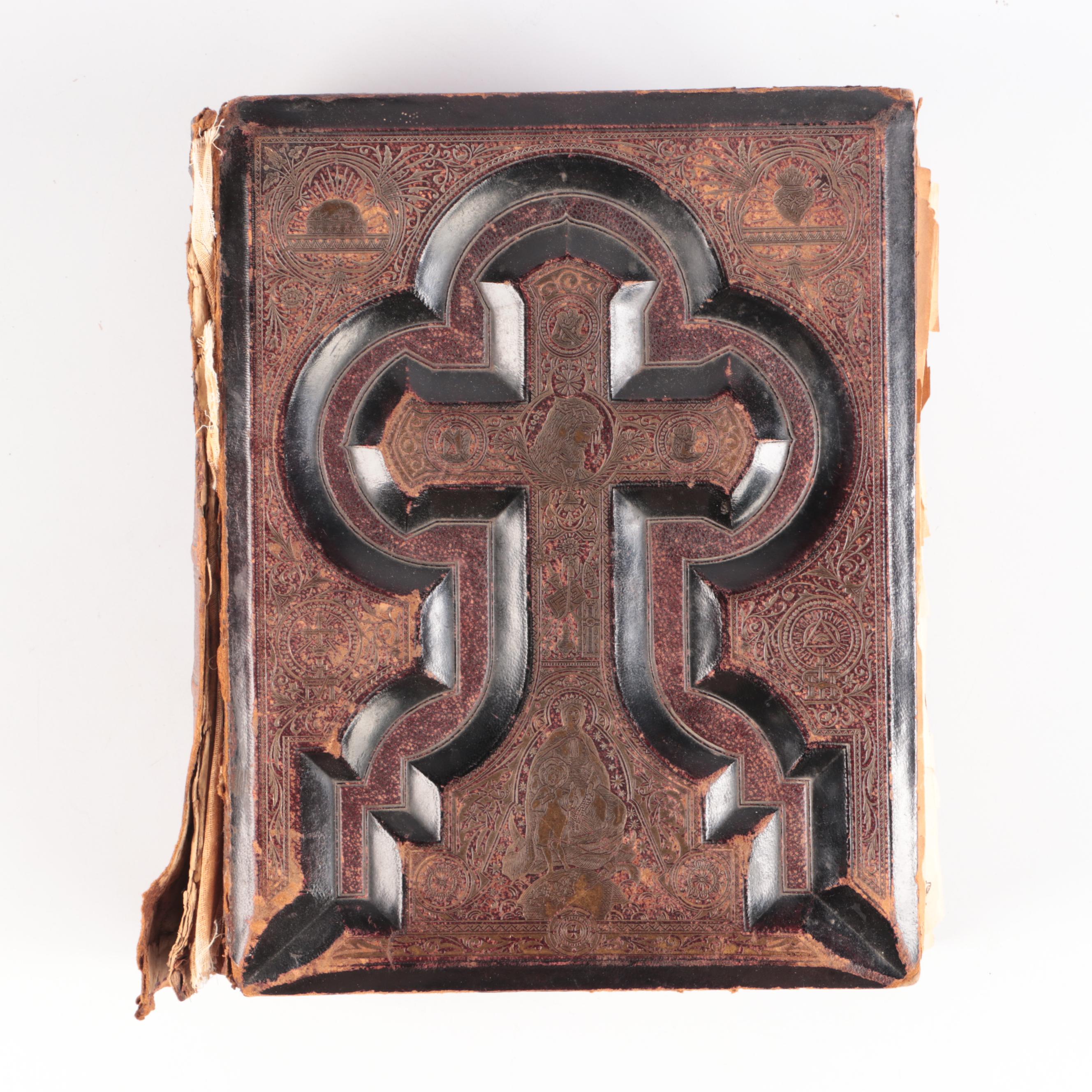 Embossed Leather Bound Holy Bible, Late 19th Century