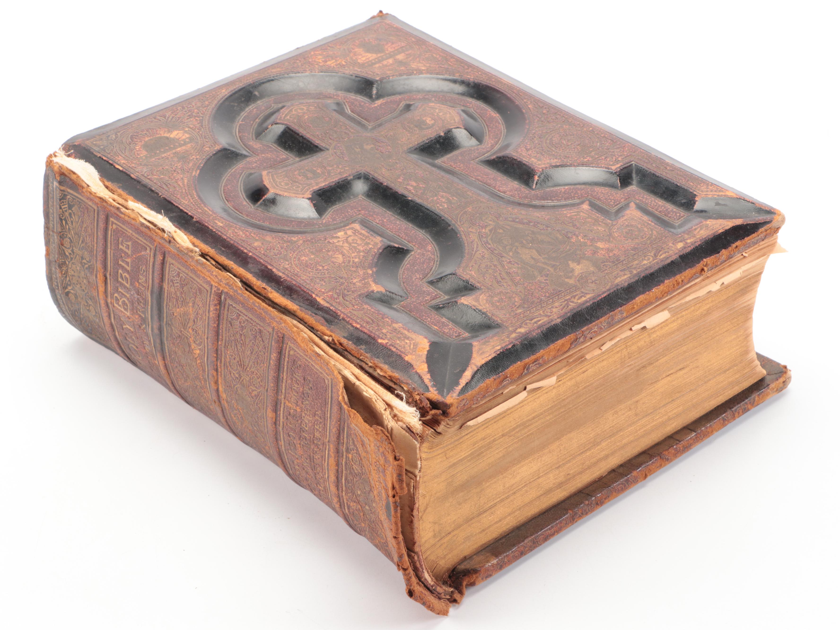Embossed Leather Bound Holy Bible, Late 19th Century