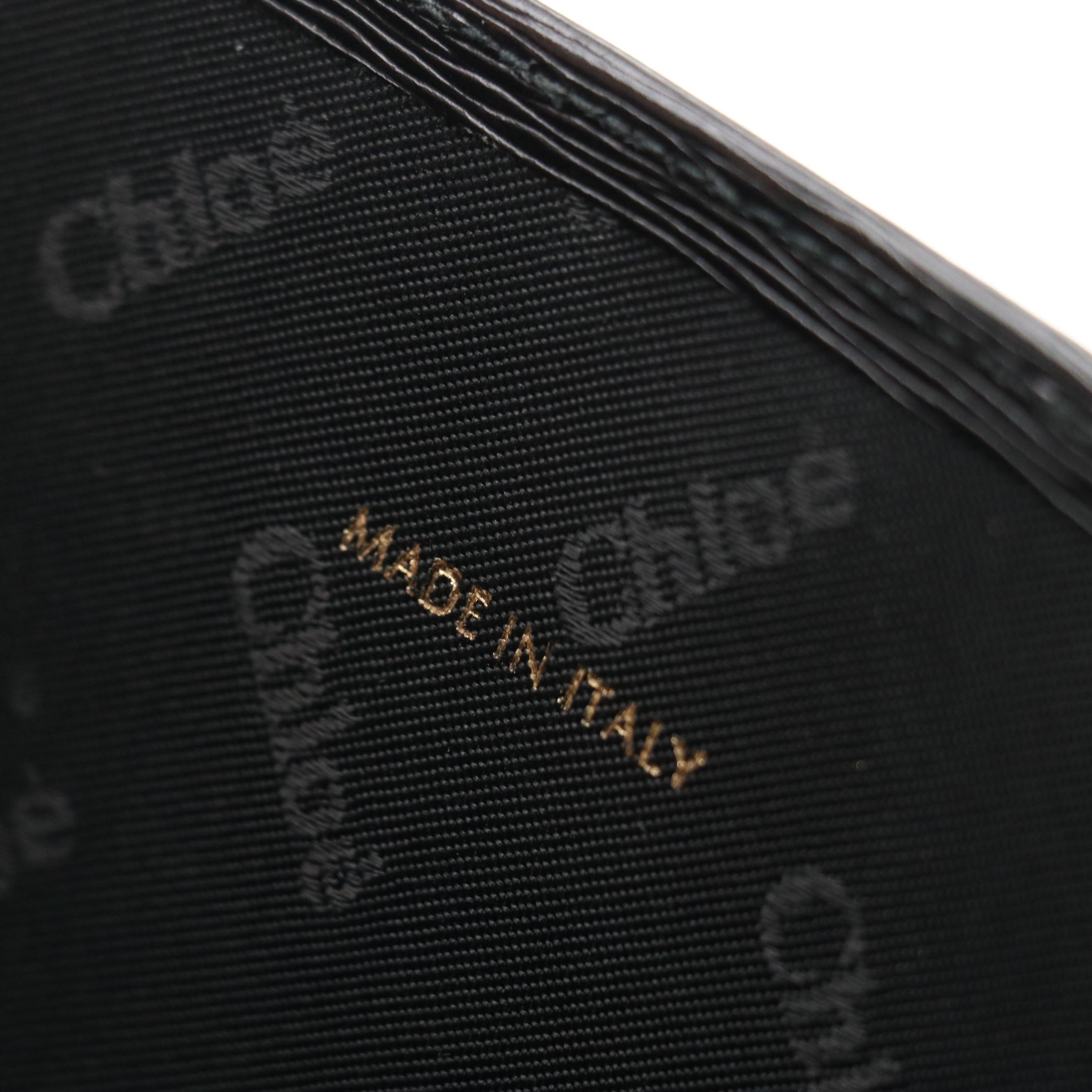 Chloé Front-Flap Rolo Chain Crossbody Bag in Black Textured Leather