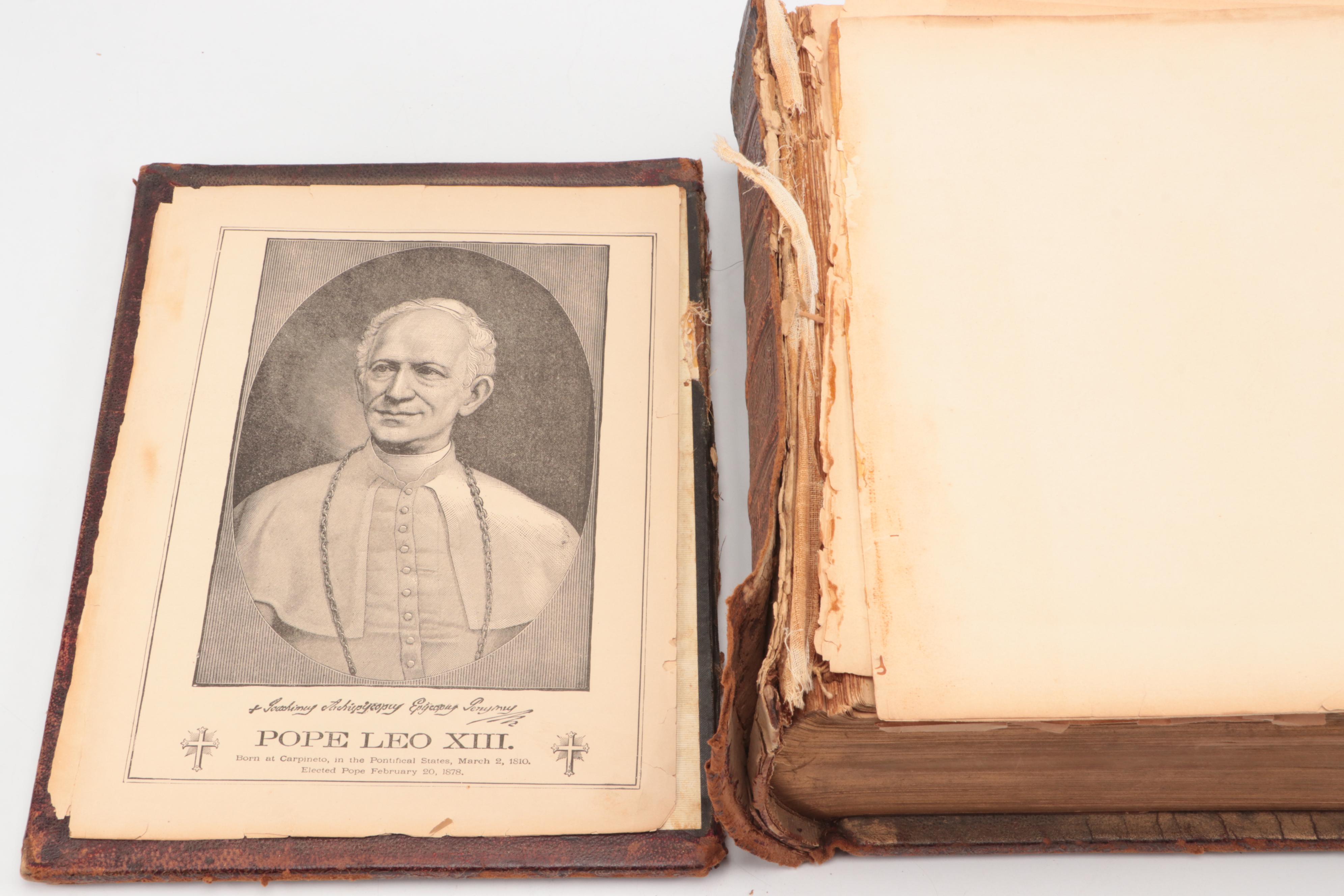 Embossed Leather Bound Holy Bible, Late 19th Century